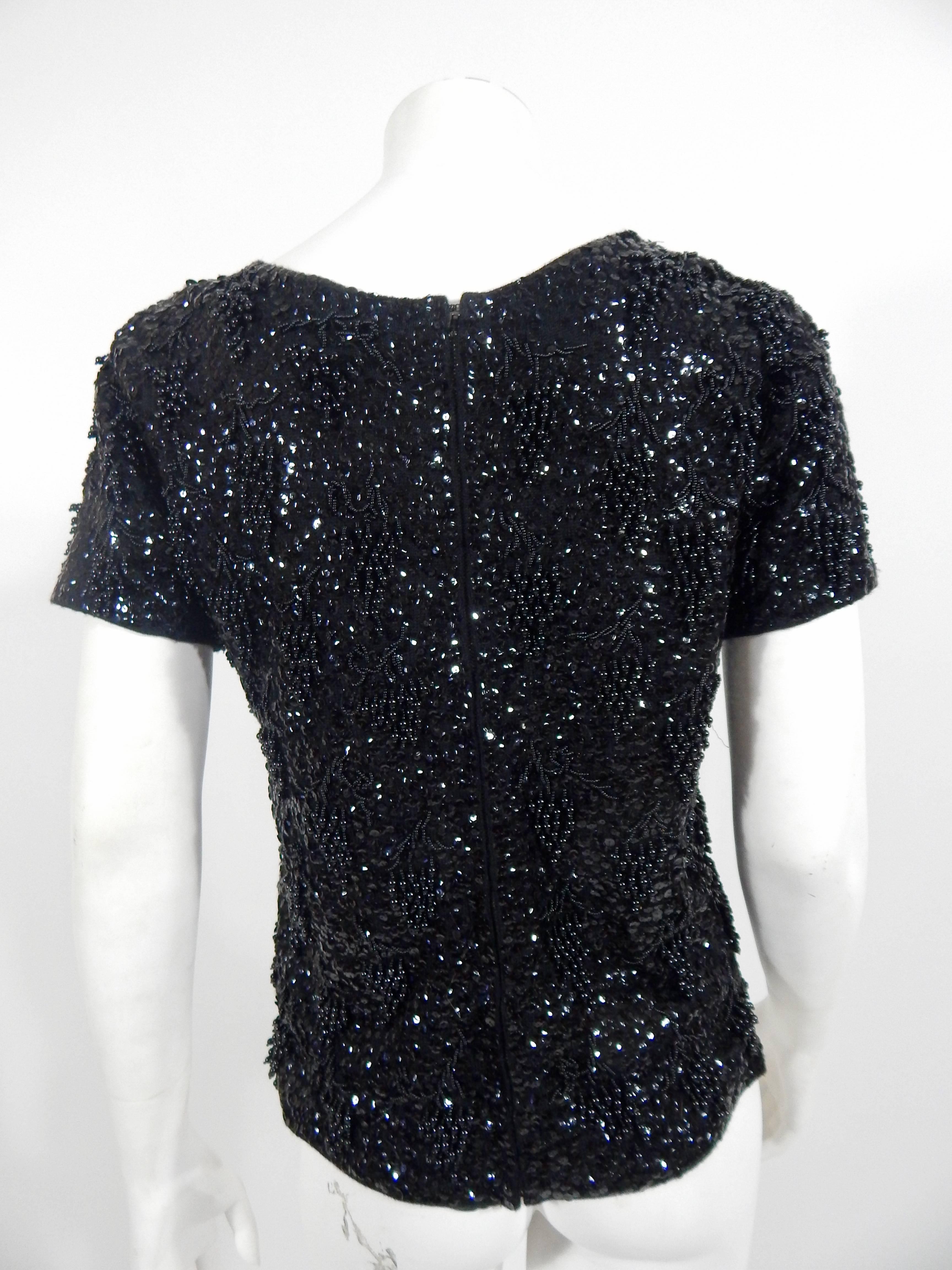 Women's 1960s Beaded Sequins Sweater  For Sale