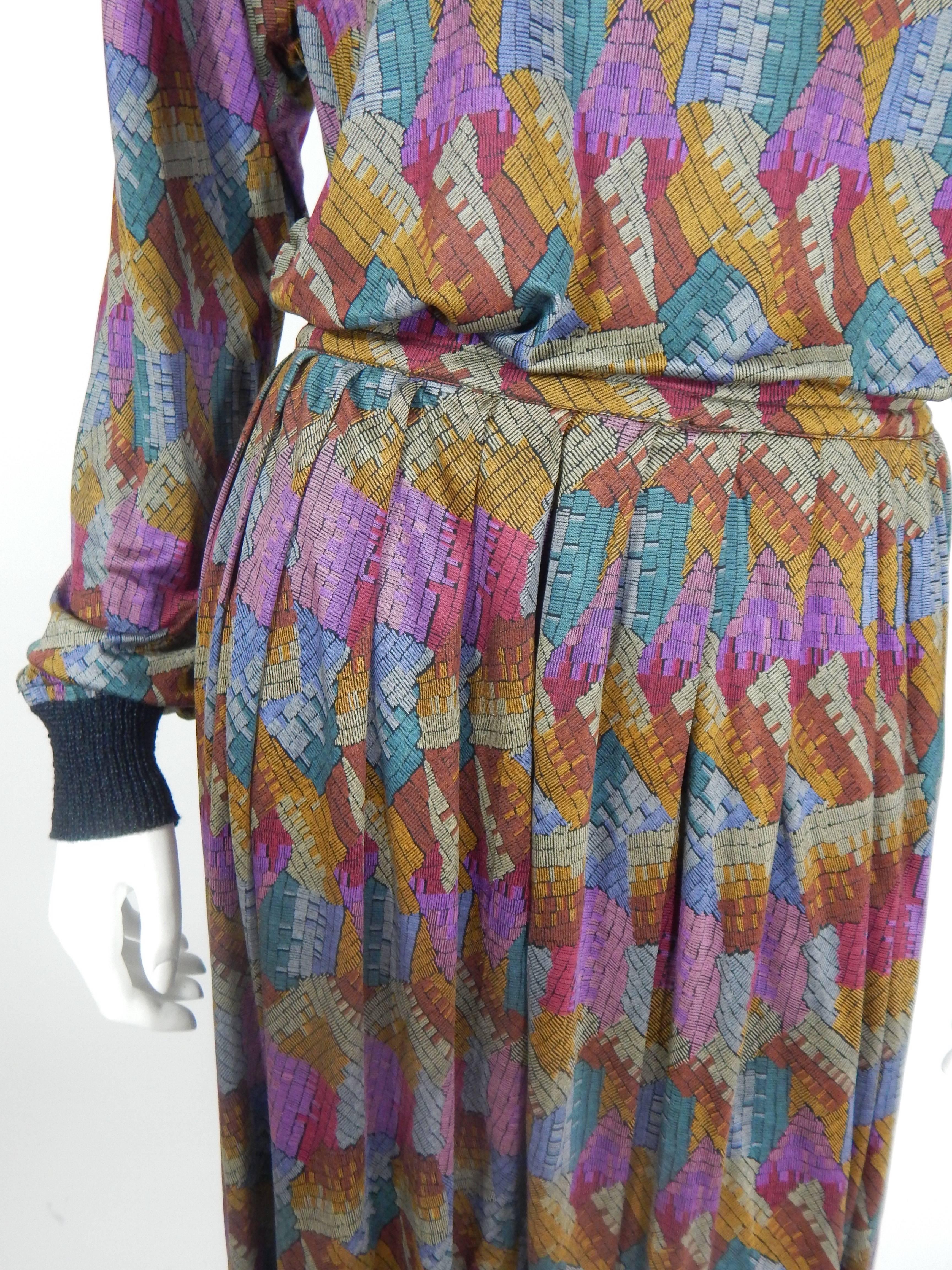 Women's Missoni 100% Silk Matching Skirt and Top Ensemble, 1970s  For Sale