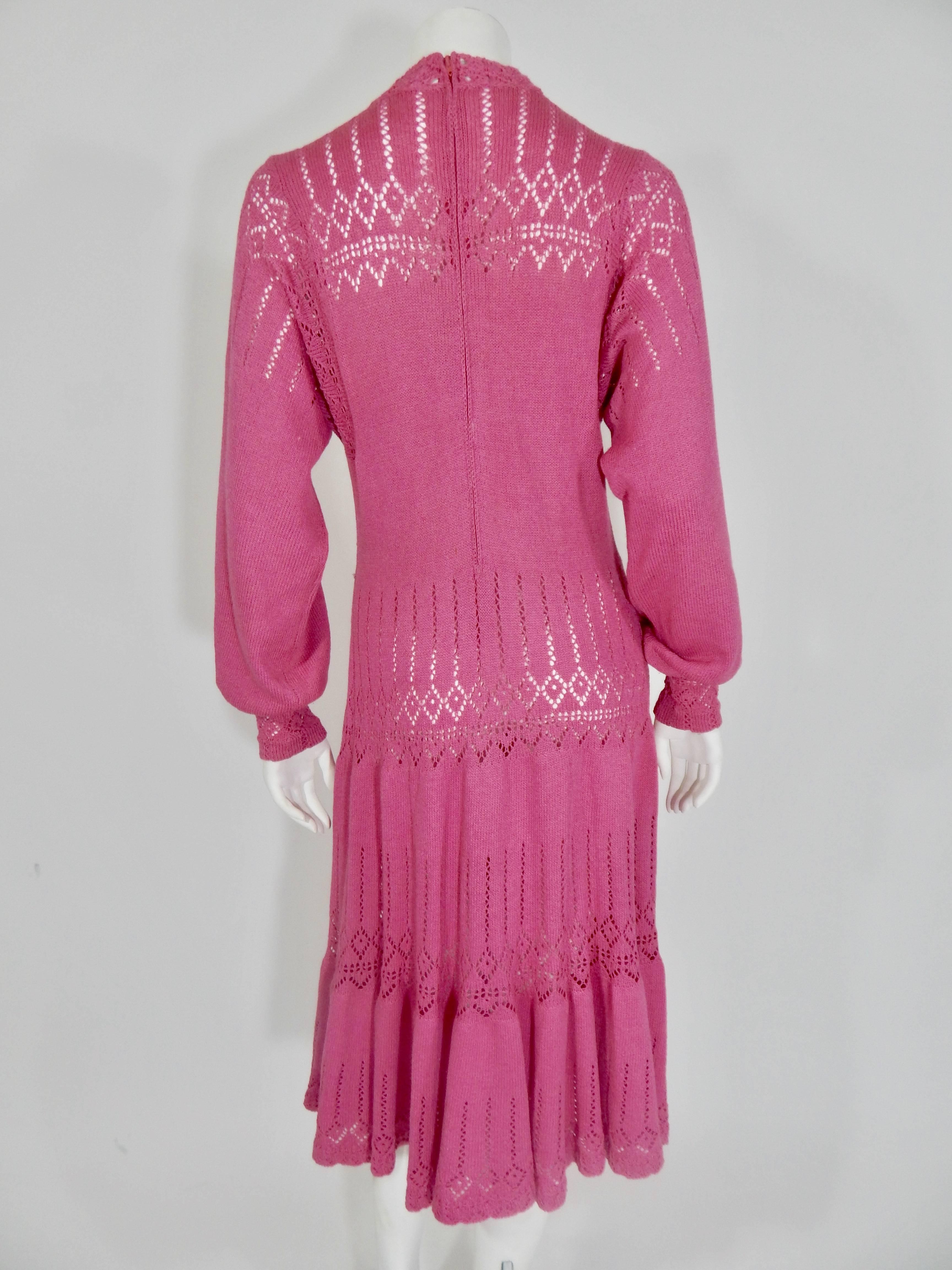 Knit Crochet Dress, 1970s  In Excellent Condition For Sale In Long Island City, NY