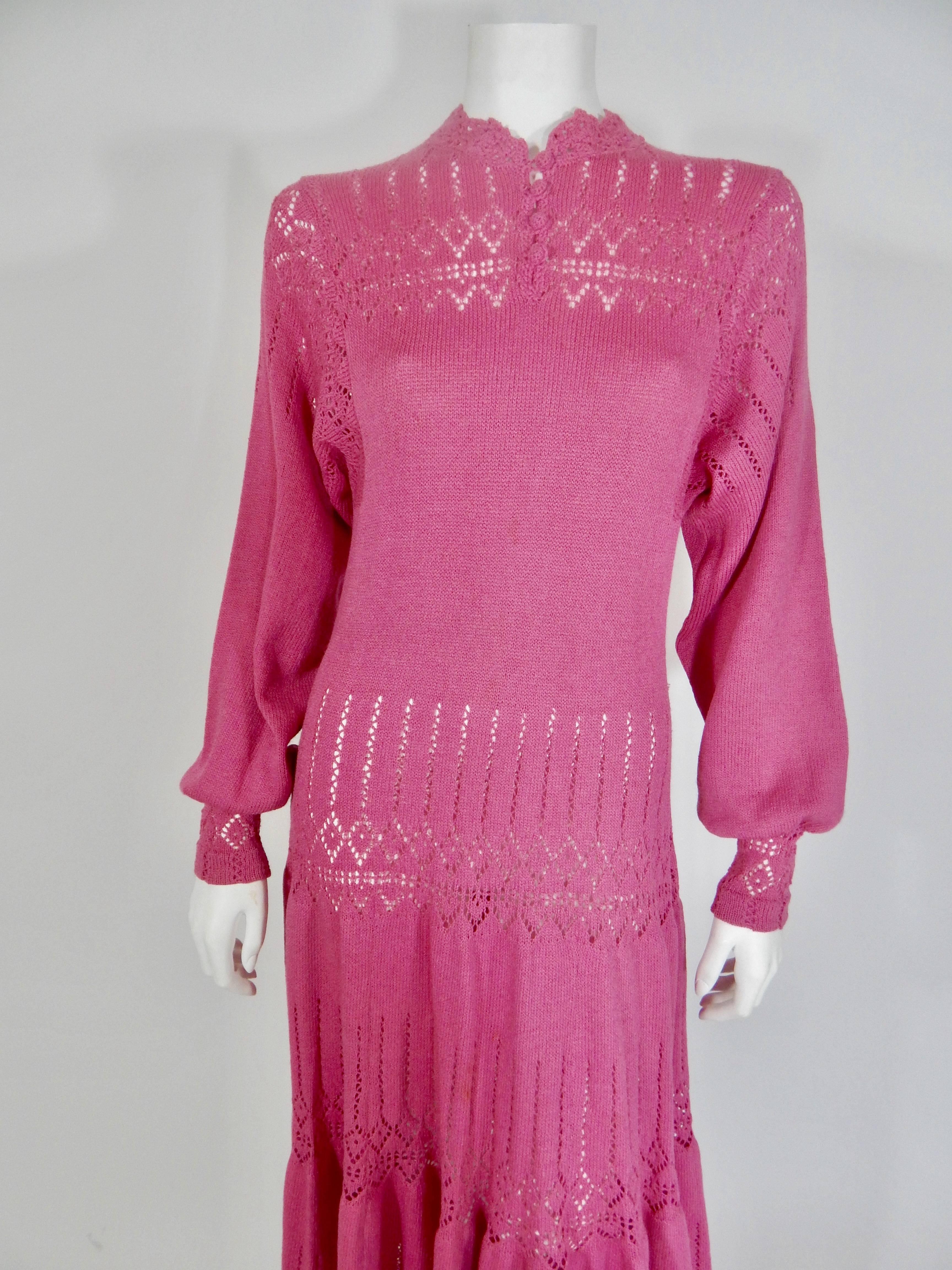 Women's Knit Crochet Dress, 1970s  For Sale