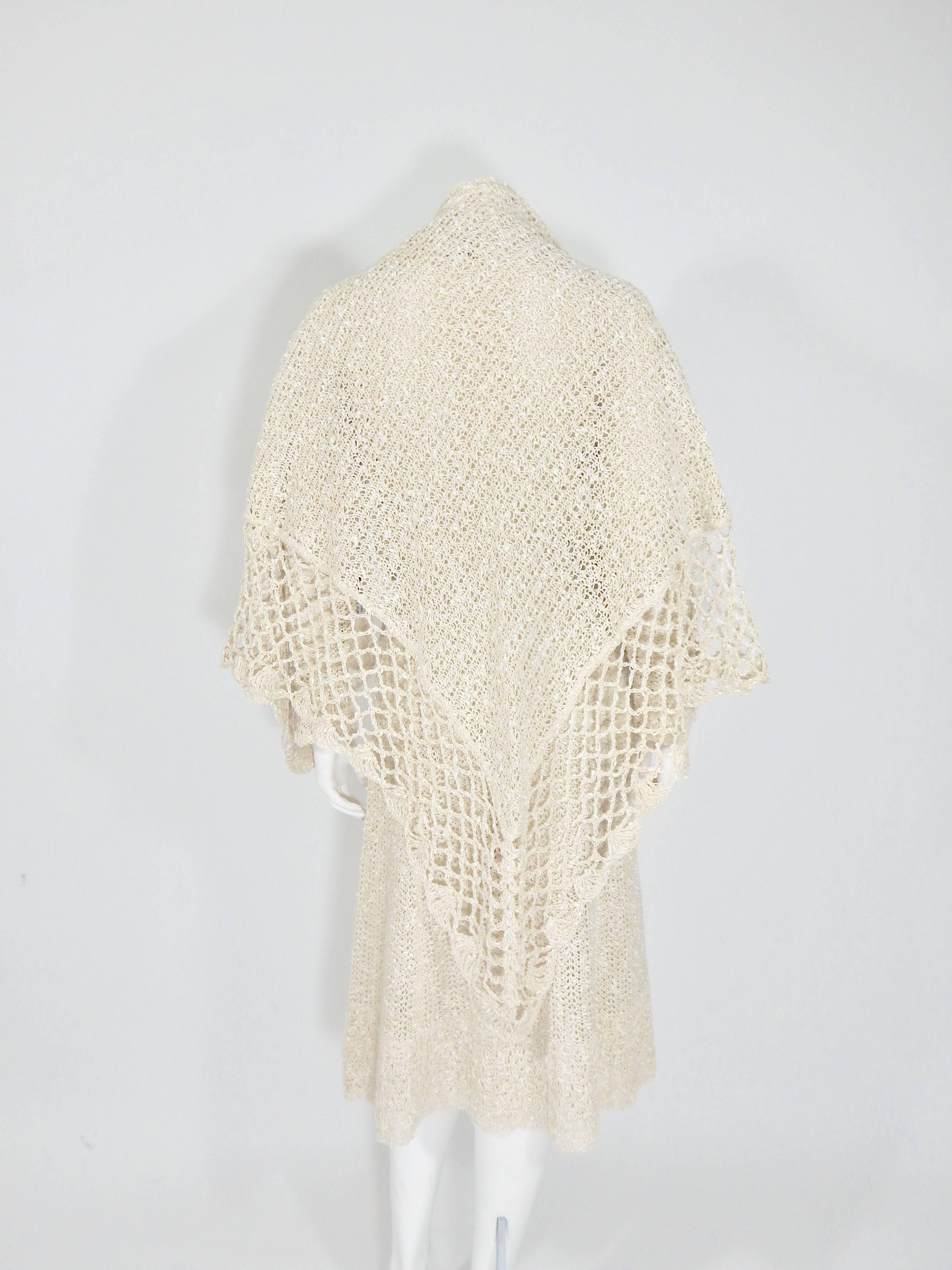 Women's Crochet Dress and Shawl, 1970s  For Sale