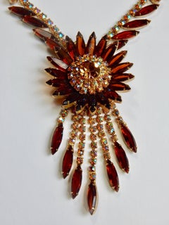 1950s Rhinestone Necklace and Earrings Set