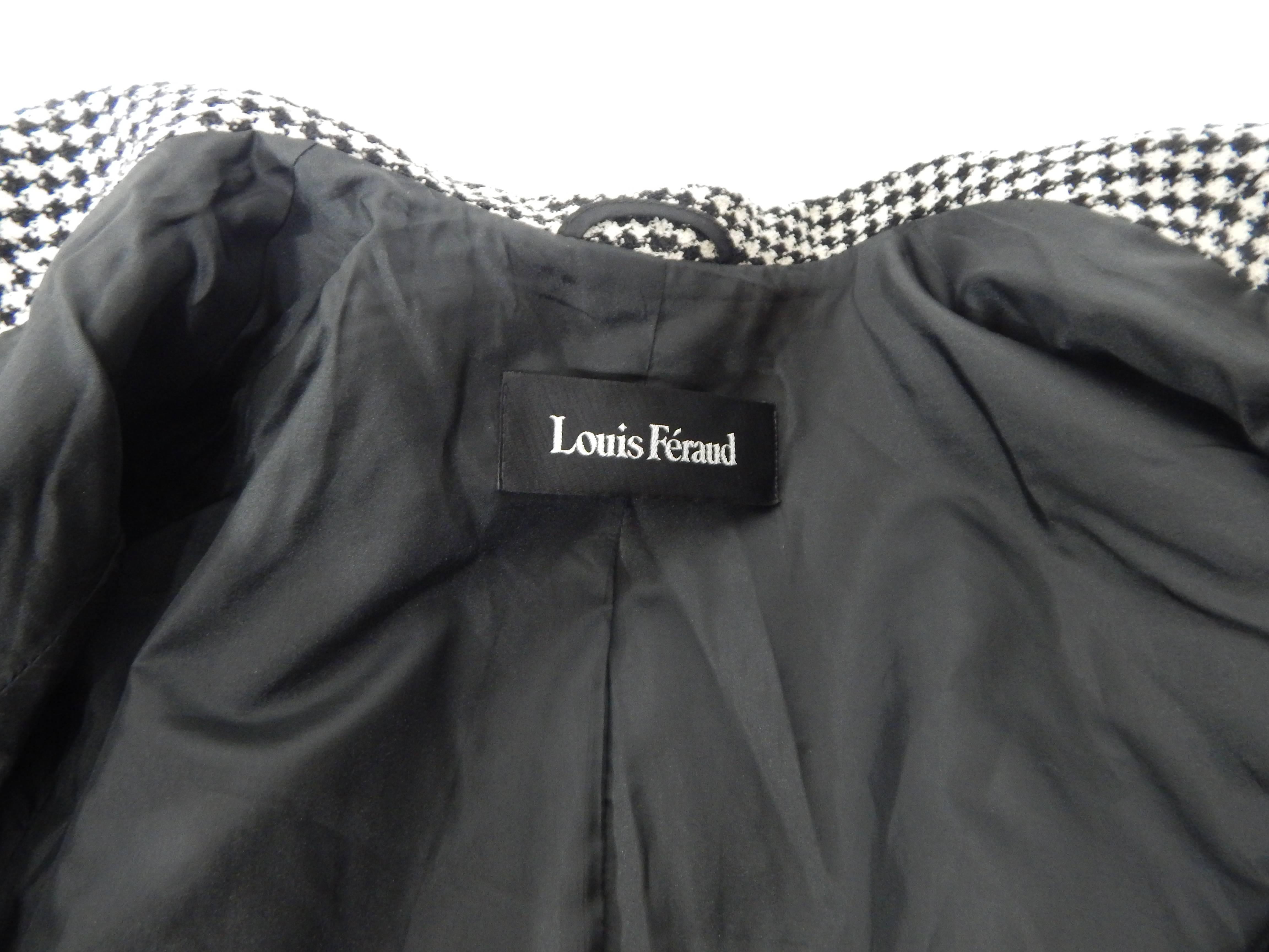 1980s Louis Feraud Jacket Blazer. Black and White Check Design. Black Silk Interior. Black Front Buttons with Louis Feraud Logo. There is not a size tag however Jacket is a large.
Excellent Condition.
Domestic priority shipping is complimentary for