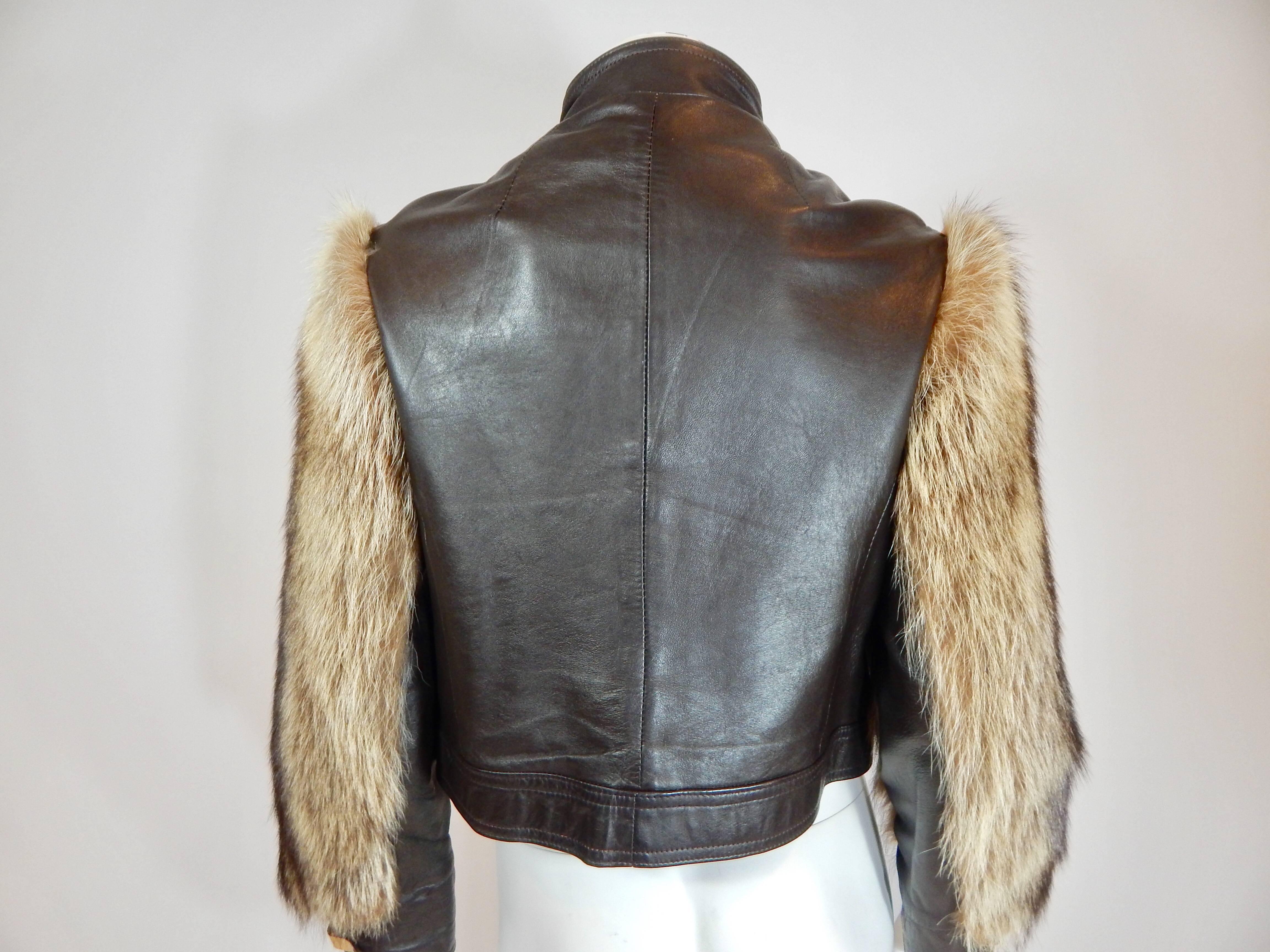 1970s Leather and Fur Coat  1