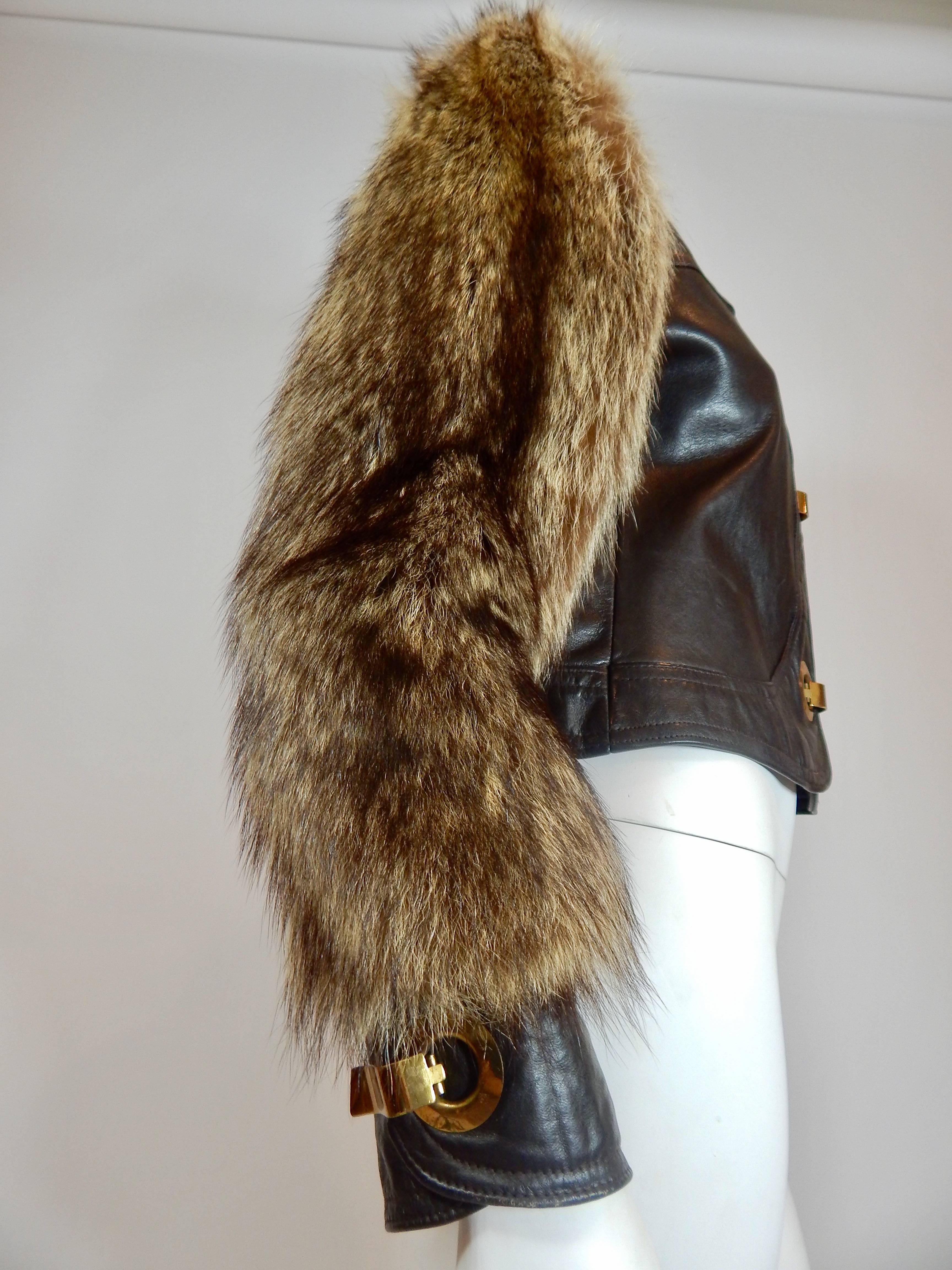 1970s Leather and Fur Coat  In Excellent Condition In Long Island City, NY