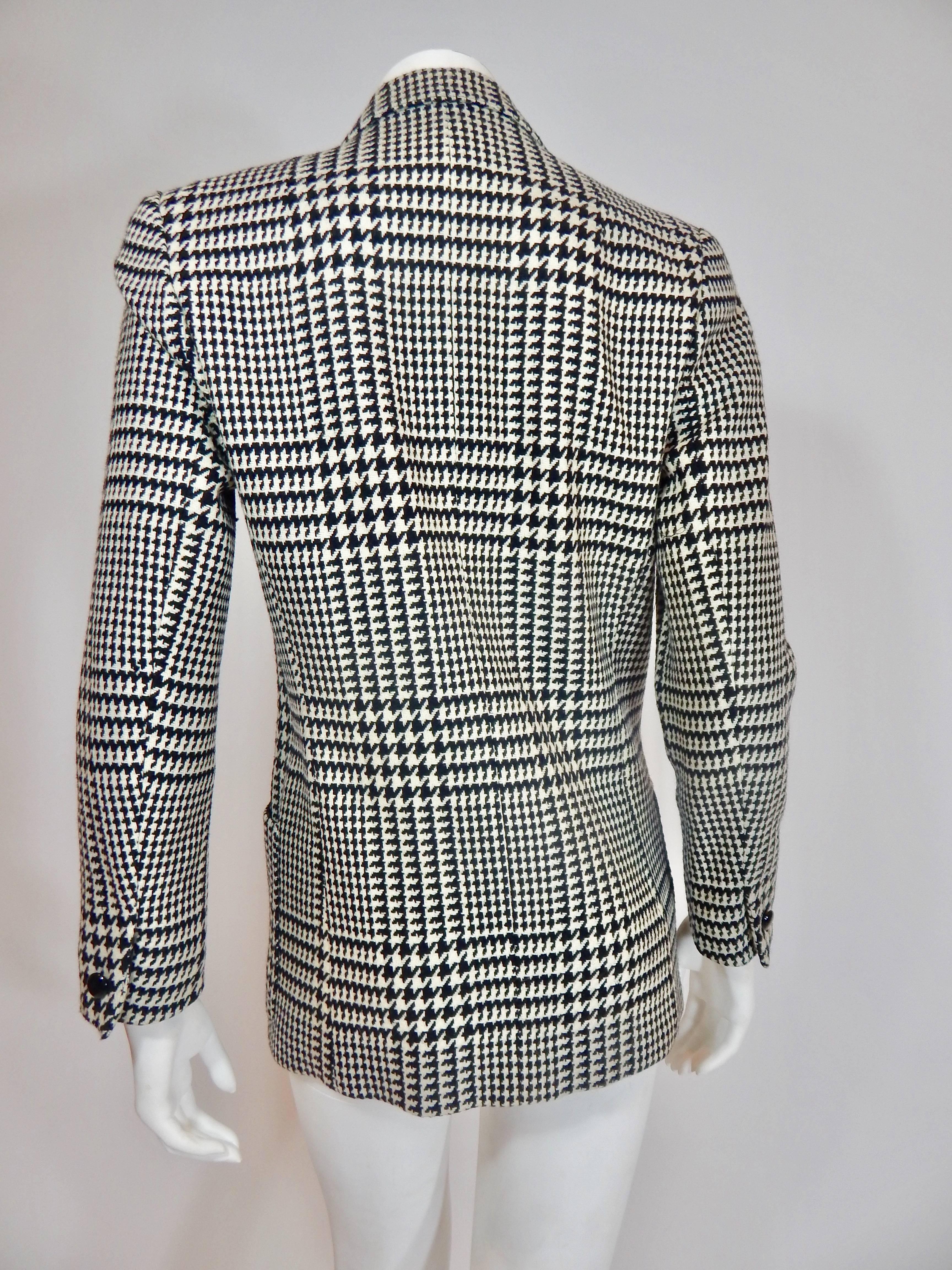 Women's 1980s Anne Klein Houndstooth Blazer For Sale