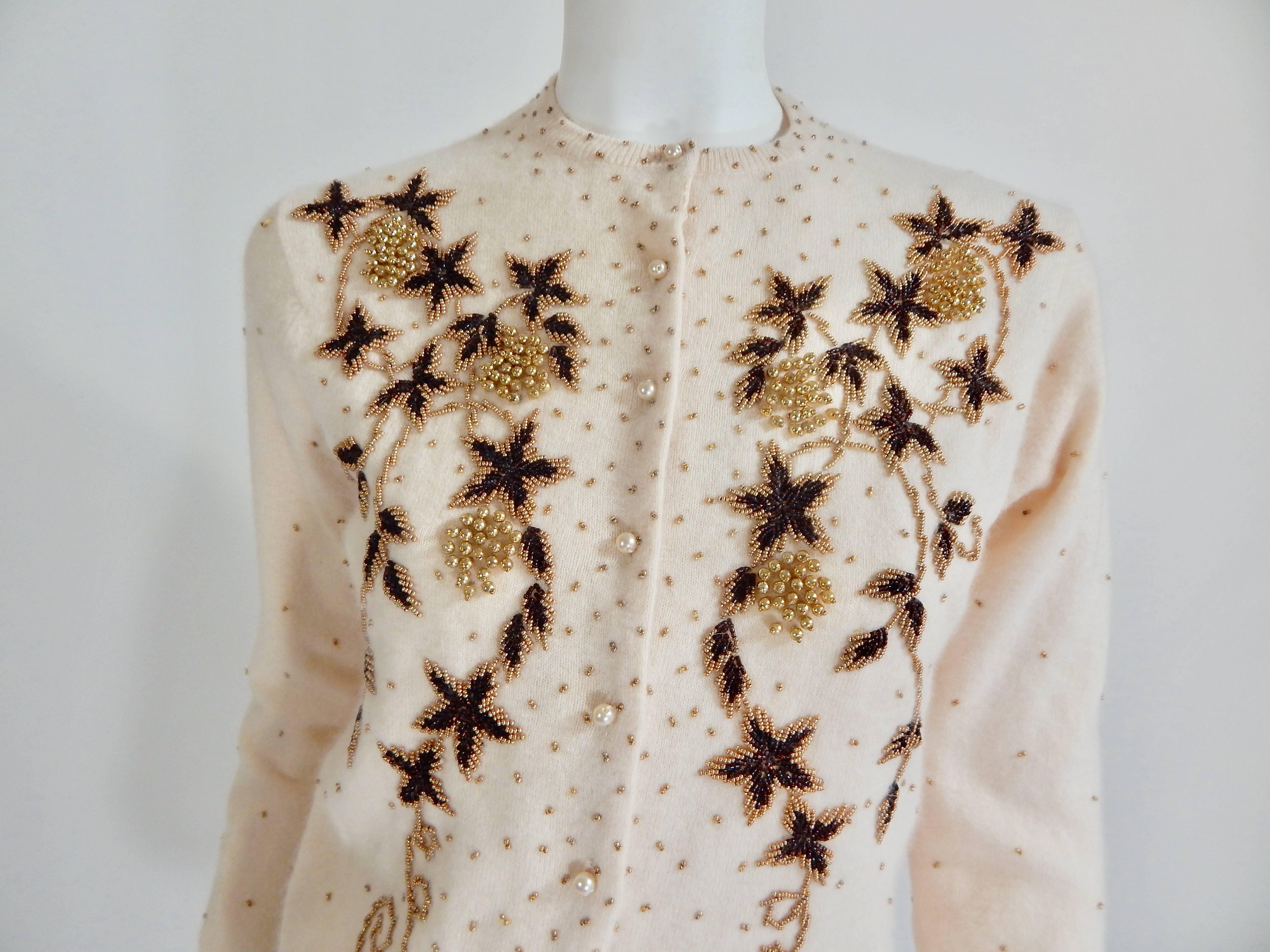 Beaded Cardigan, 1950s  In Excellent Condition For Sale In Long Island City, NY