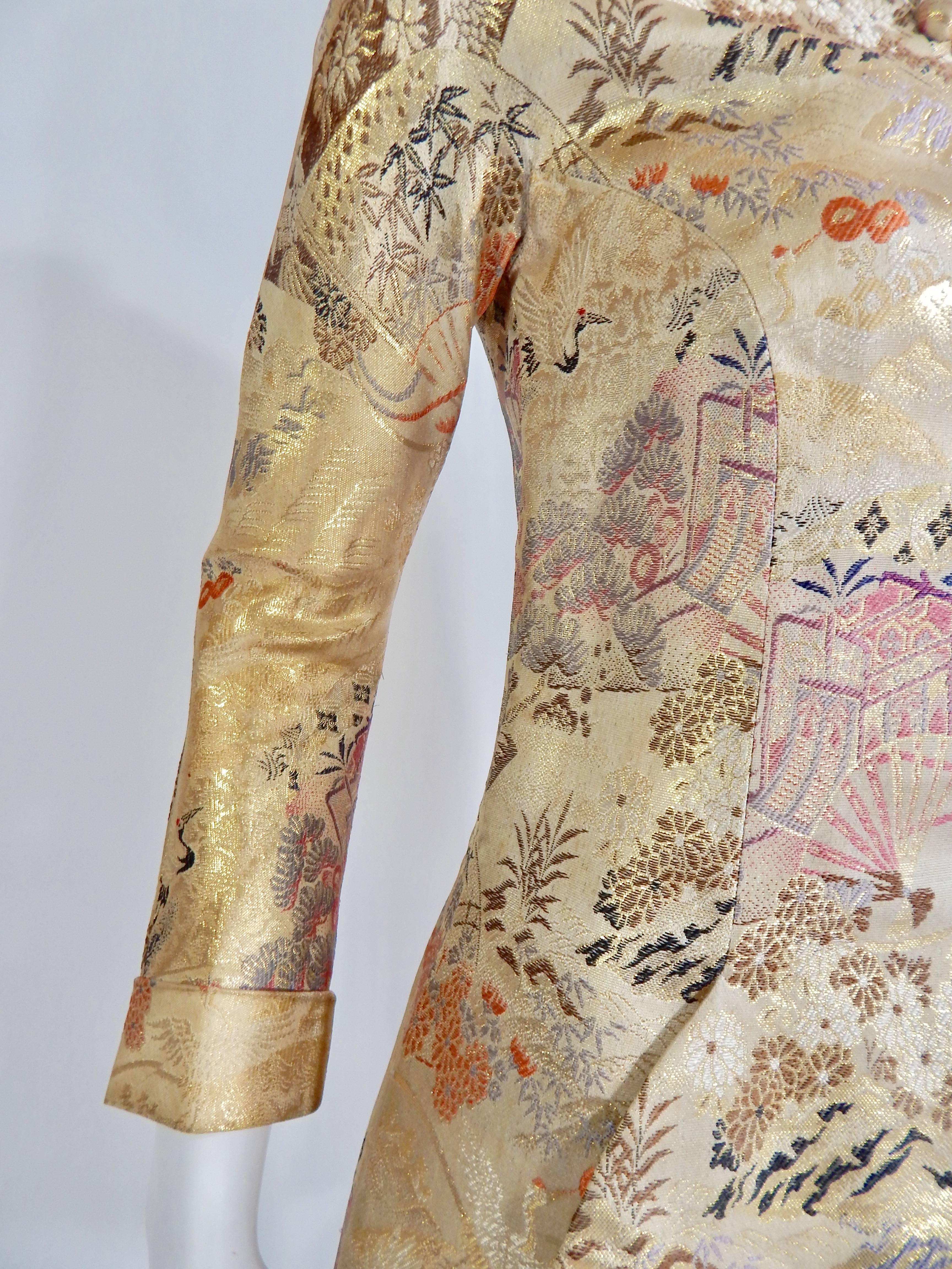 Beige Henri Bendel Asian Silk Coat, 1960s  For Sale