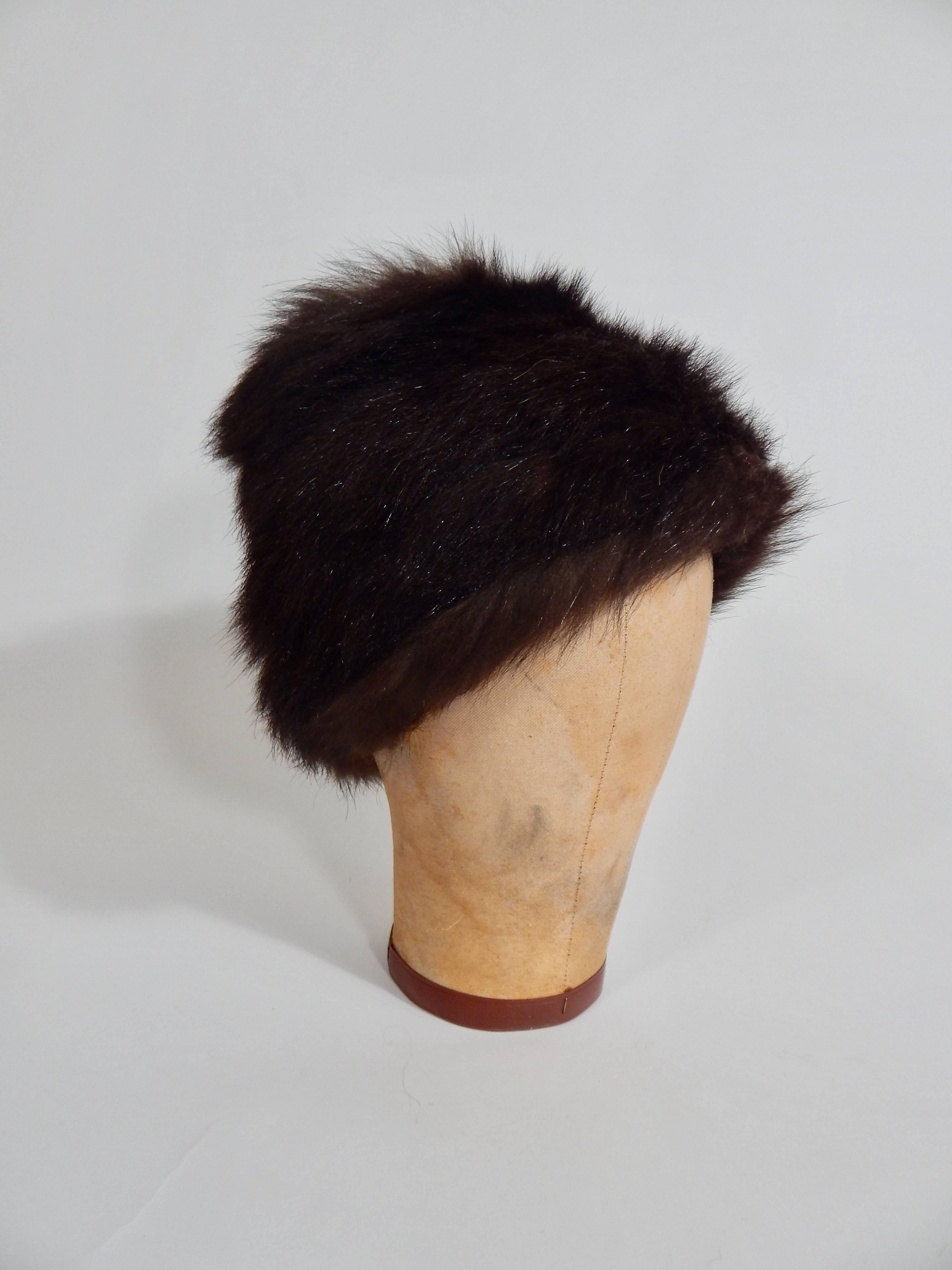 Black 1950s Franklin Simon Mink Fur Hat For Sale