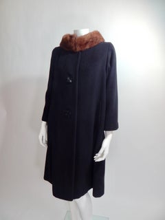 Black Cashmere and Mink Fur Coat, 1950s
