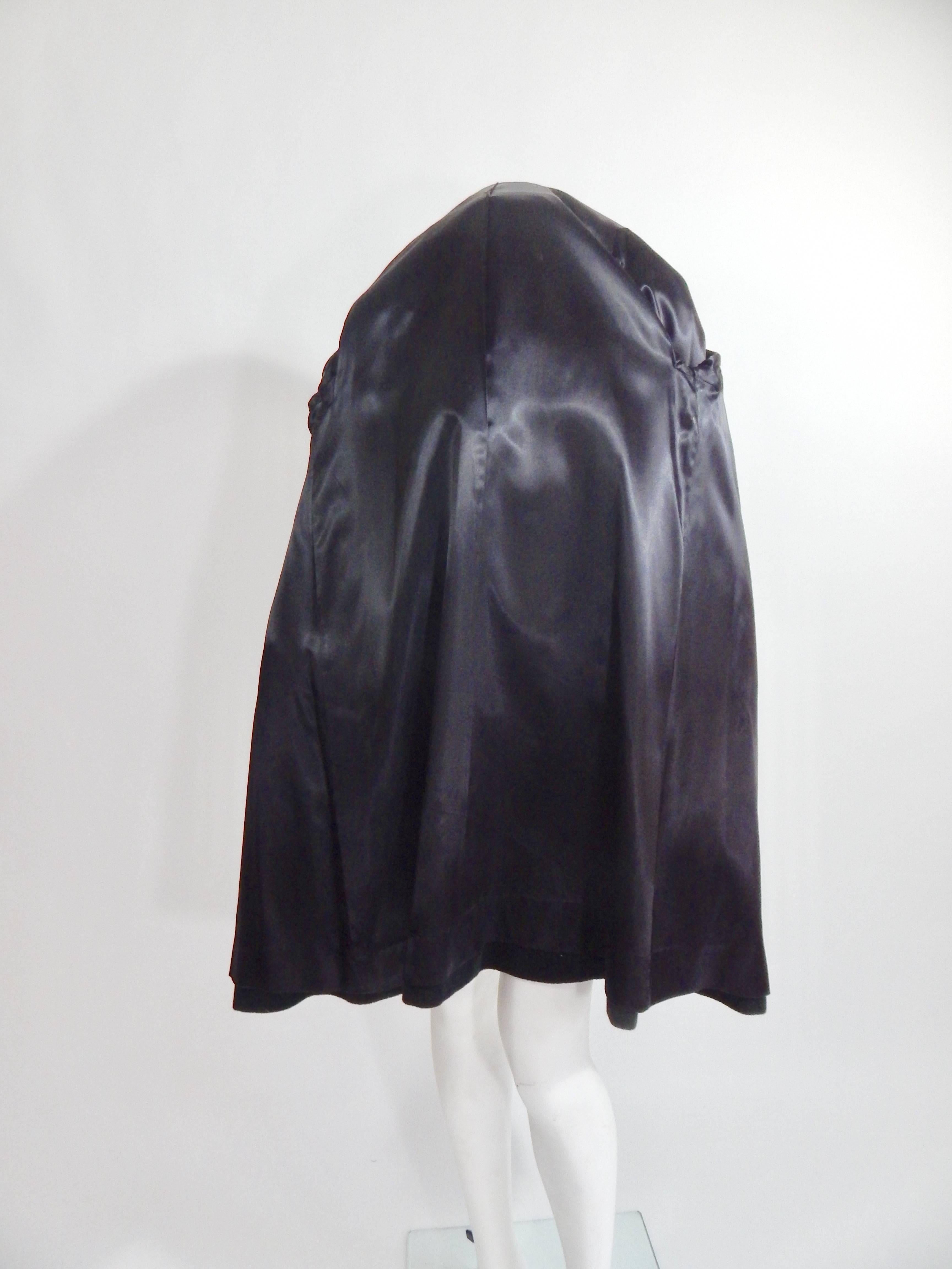 Black Cashmere and Mink Fur Coat, 1950s   For Sale 3