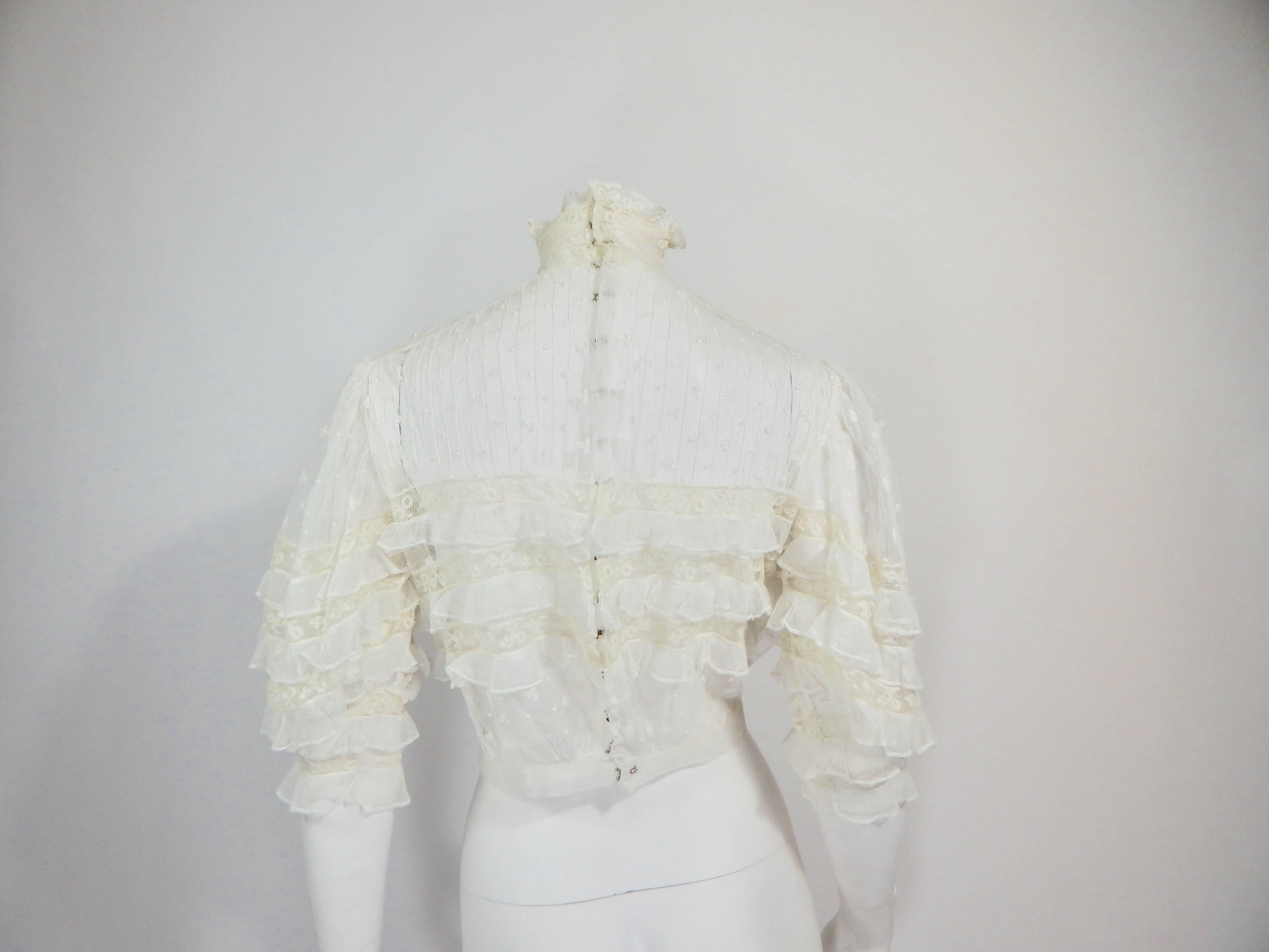 Edwardian Sheer Embroidered Blouse Top 1