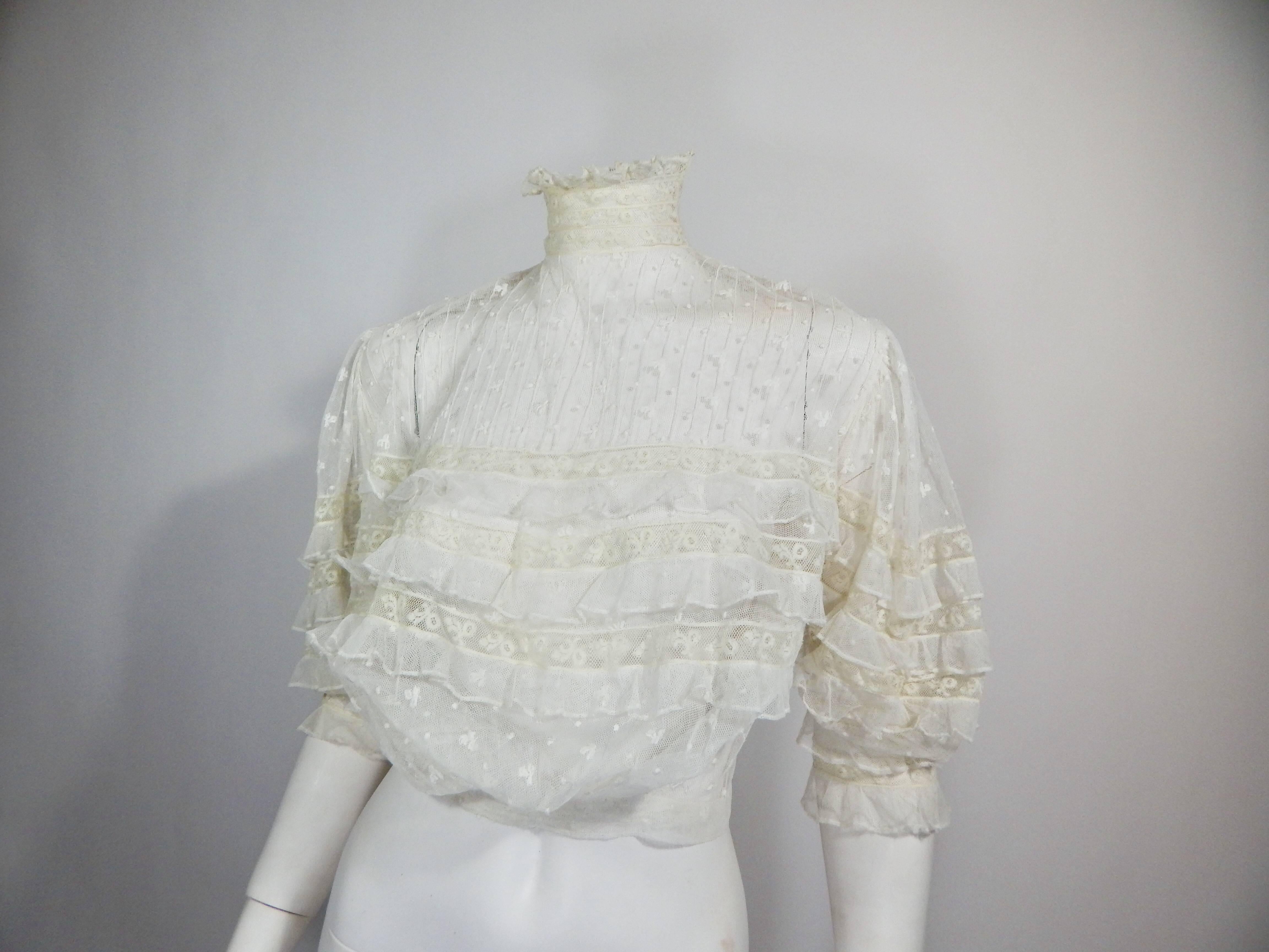 Edwardian Sheer Embroidered Blouse Top 3