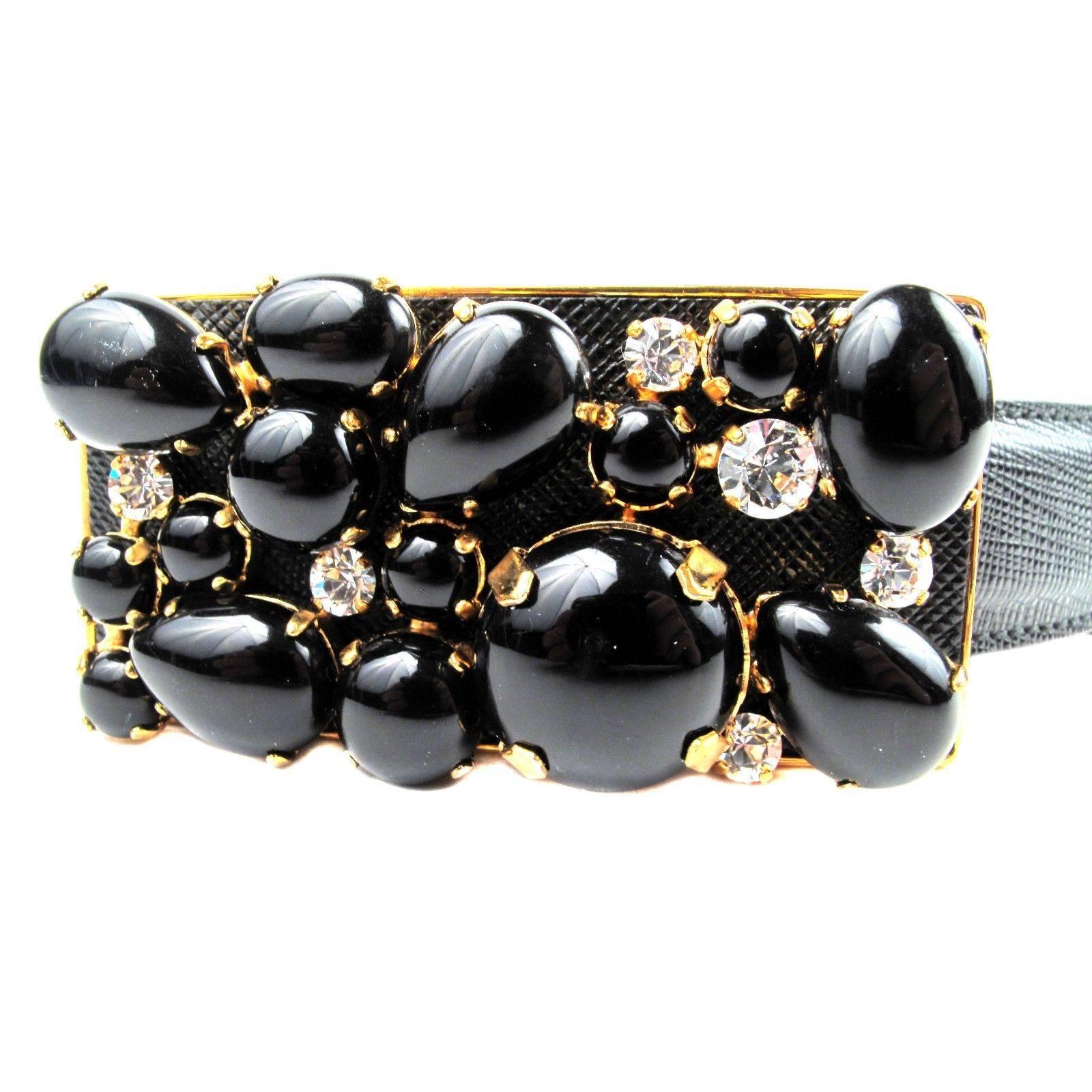 Color: Black

Material: Leather 

Size: Small 

------------------------------------------------------------

Details:

- embellishments at buckle

- gold tone hardware

- peg-in-hole closure

- item # AA1048

Condition: Great