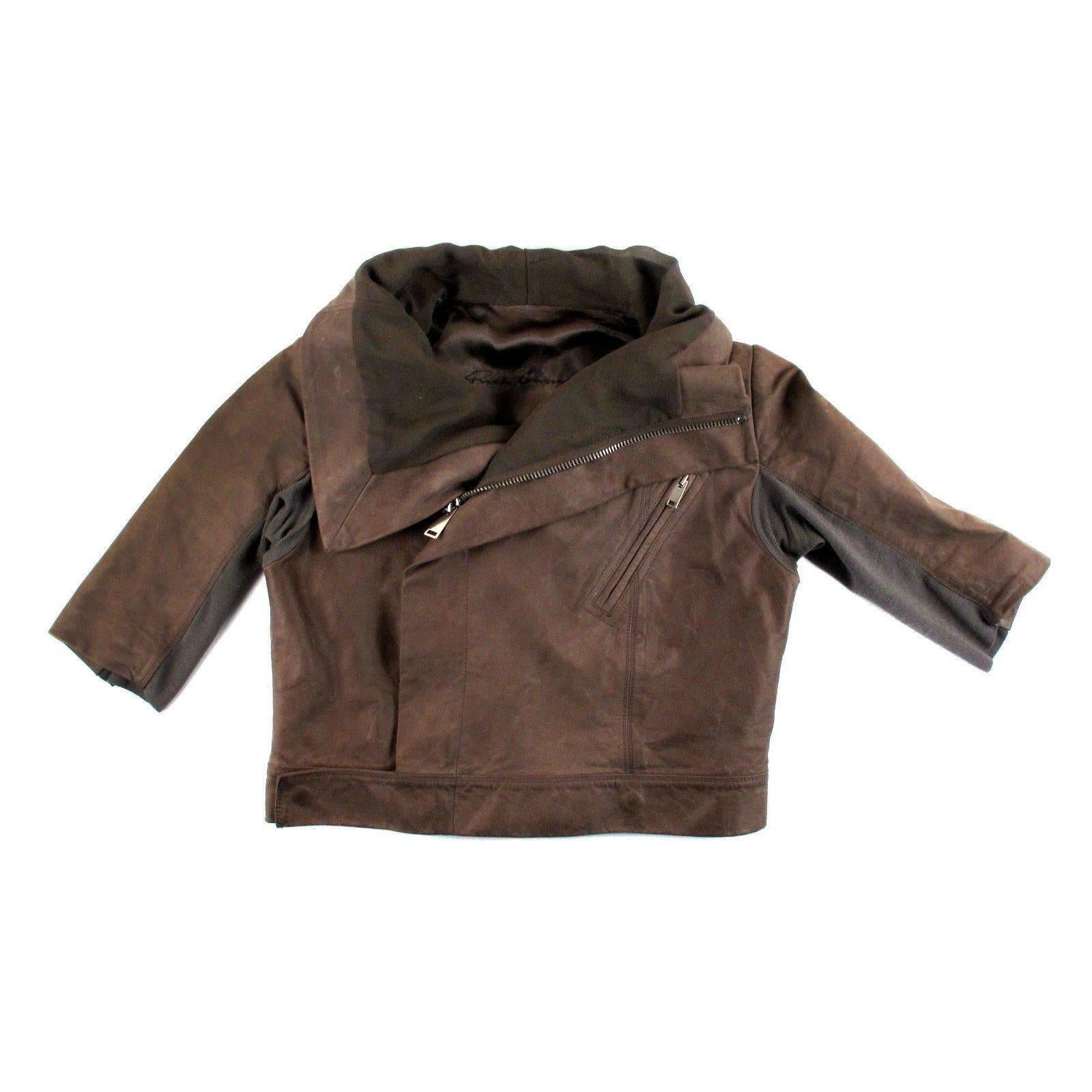 Rick Owens - Cropped Leather Motorcycle Jacket For Sale