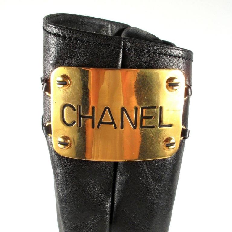 Leather boots Chanel Gold size 38 EU in Leather - 12765991