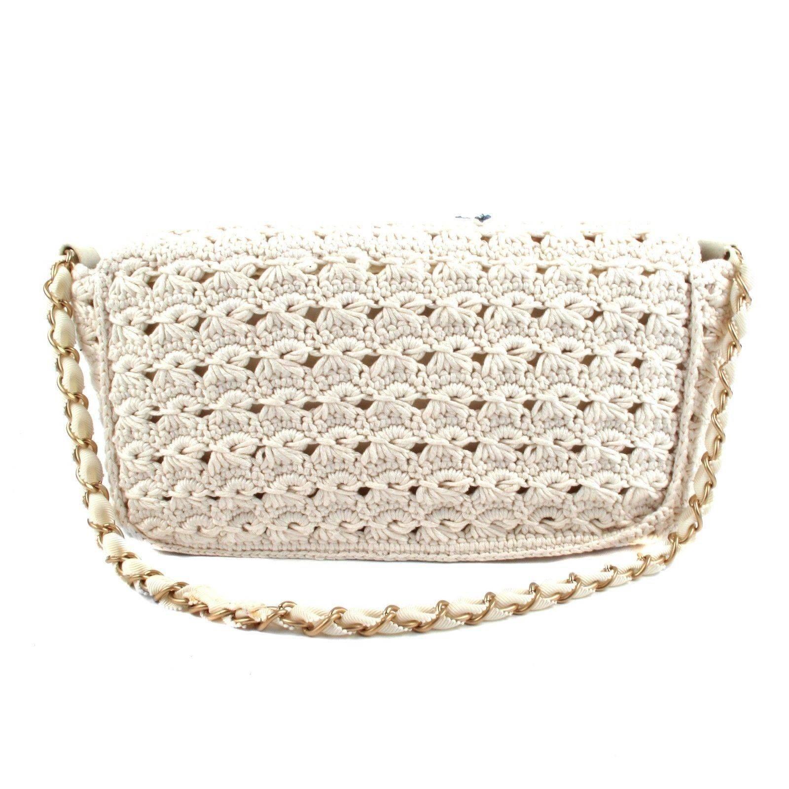 Women's Chanel Knit Camellia Bag - New w/Tags - Crotchet Chain CC Gold Suede Handbag 10P