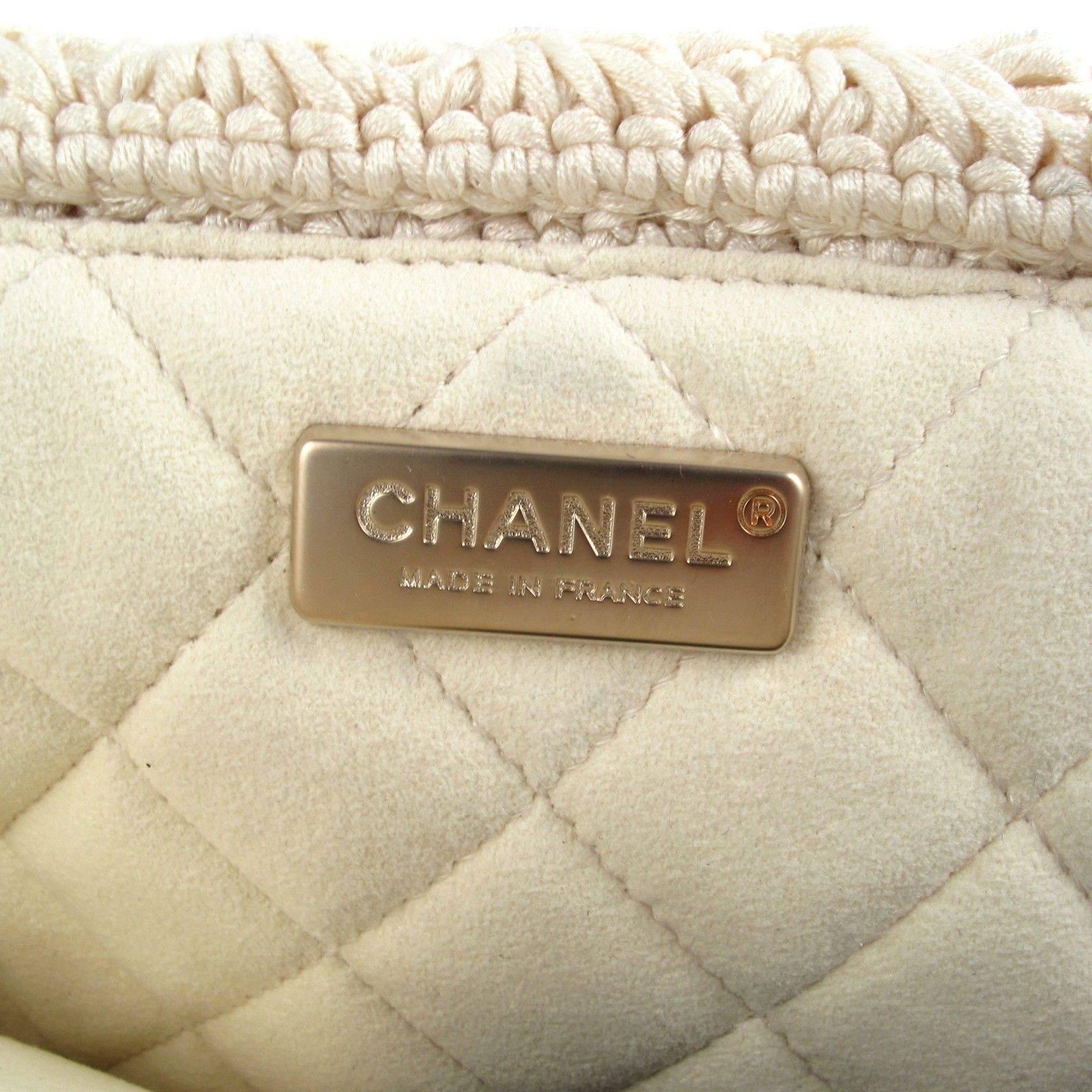 Chanel Knit Camellia Bag - New w/Tags - Crotchet Chain CC Gold Suede Handbag 10P 5