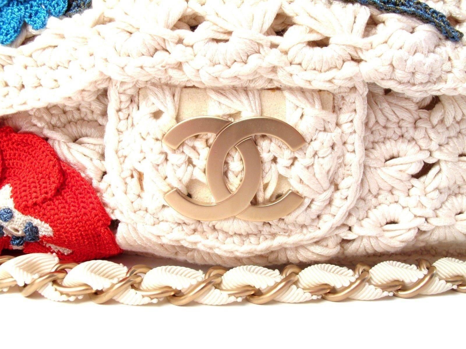 Chanel Knit Camellia Bag - New w/Tags - Crotchet Chain CC Gold Suede Handbag 10P 2