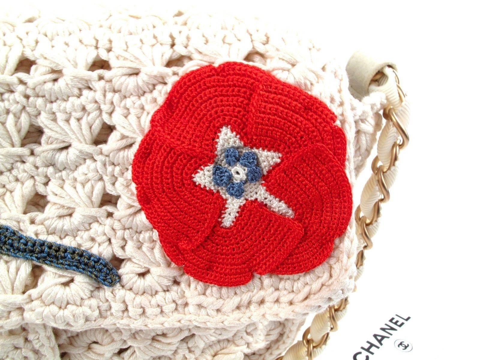 Chanel Knit Camellia Bag - New w/Tags - Crotchet Chain CC Gold Suede Handbag 10P 4