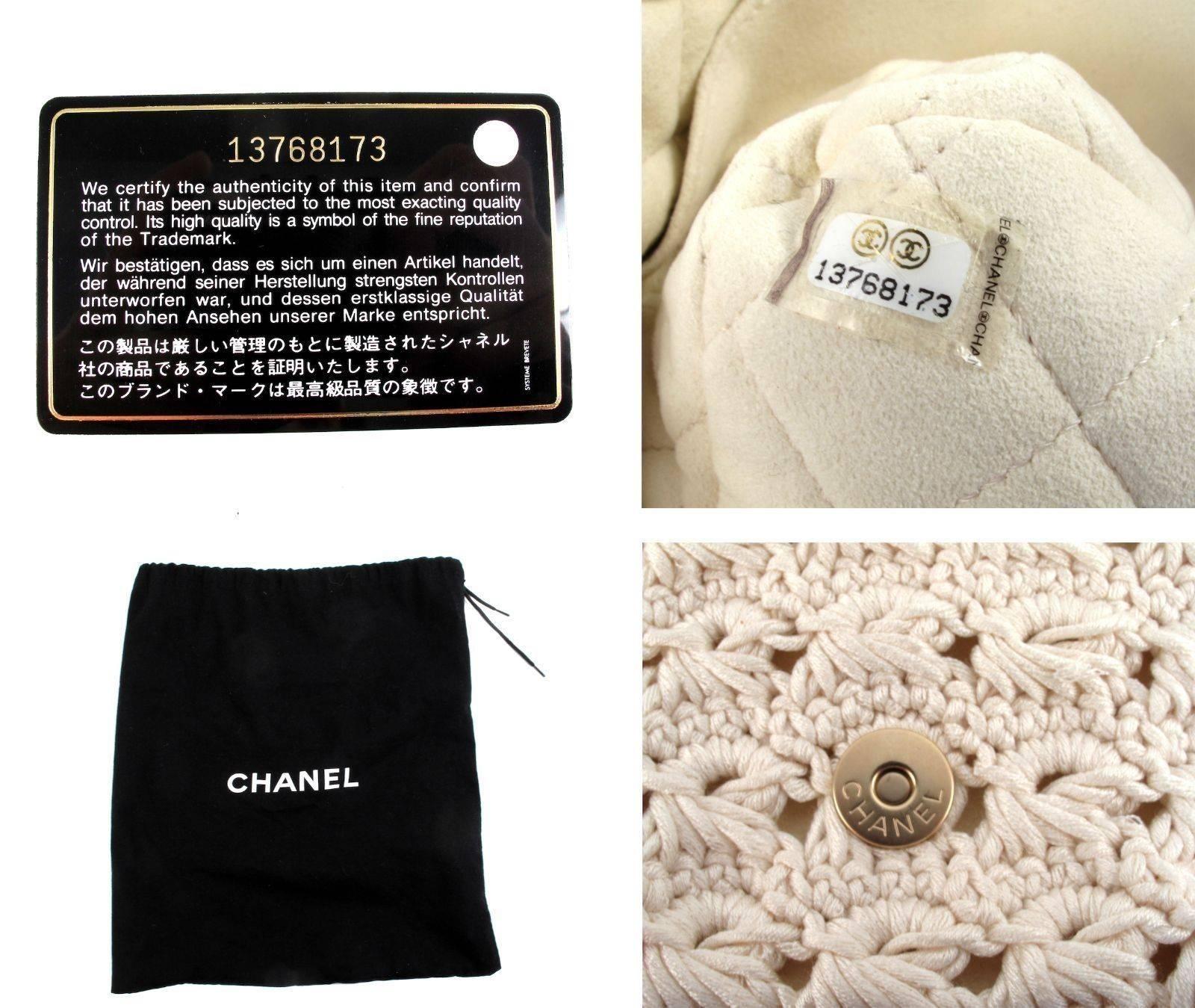 Chanel Knit Camellia Bag - New w/Tags - Crotchet Chain CC Gold Suede Handbag 10P 6