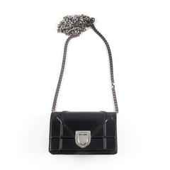 Christian Dior Diorama Black Mini Crossbody Bag Leather Silver Shoulder Handbag