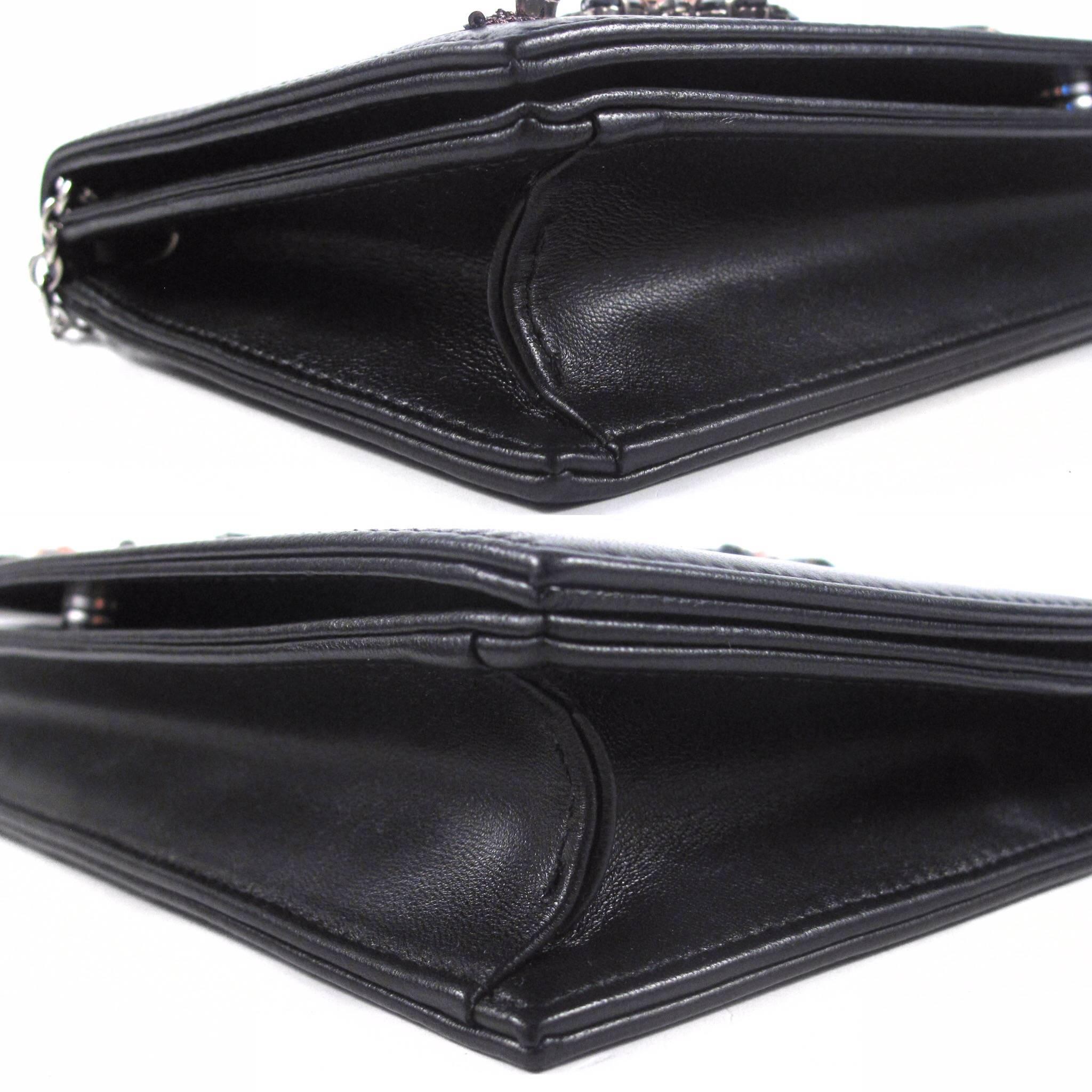 Women's Christian Dior 2015 $6K Crossbody Crystal Bag Black Leather Chain Handbag Lady For Sale