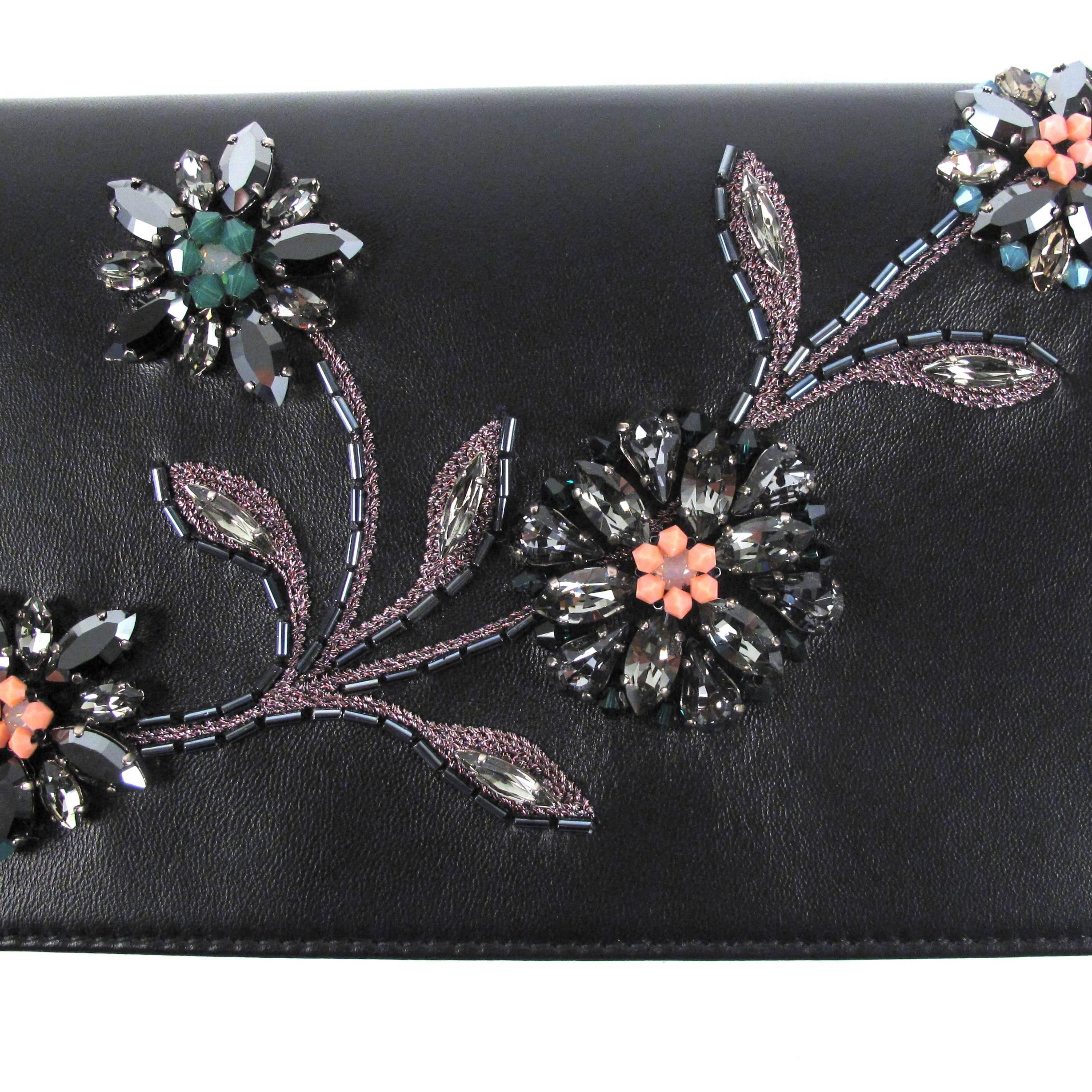 Christian Dior 2015 $6K Crossbody Crystal Bag Black Leather Chain Handbag Lady For Sale 1