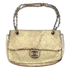 Chanel Jumbo Metallic Gold Bag - CC Logo Quilted Leather Flap Chain Handbag Boy