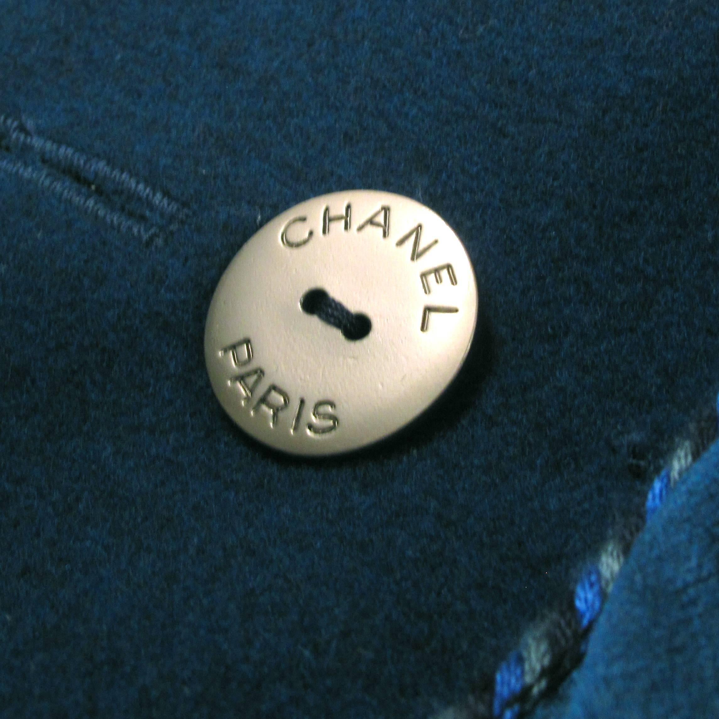 Women's Chanel $6600 - 2013 Peacoat 10 12 44 Runway Blue Wool Coat Jacket CC Silk XL 13K