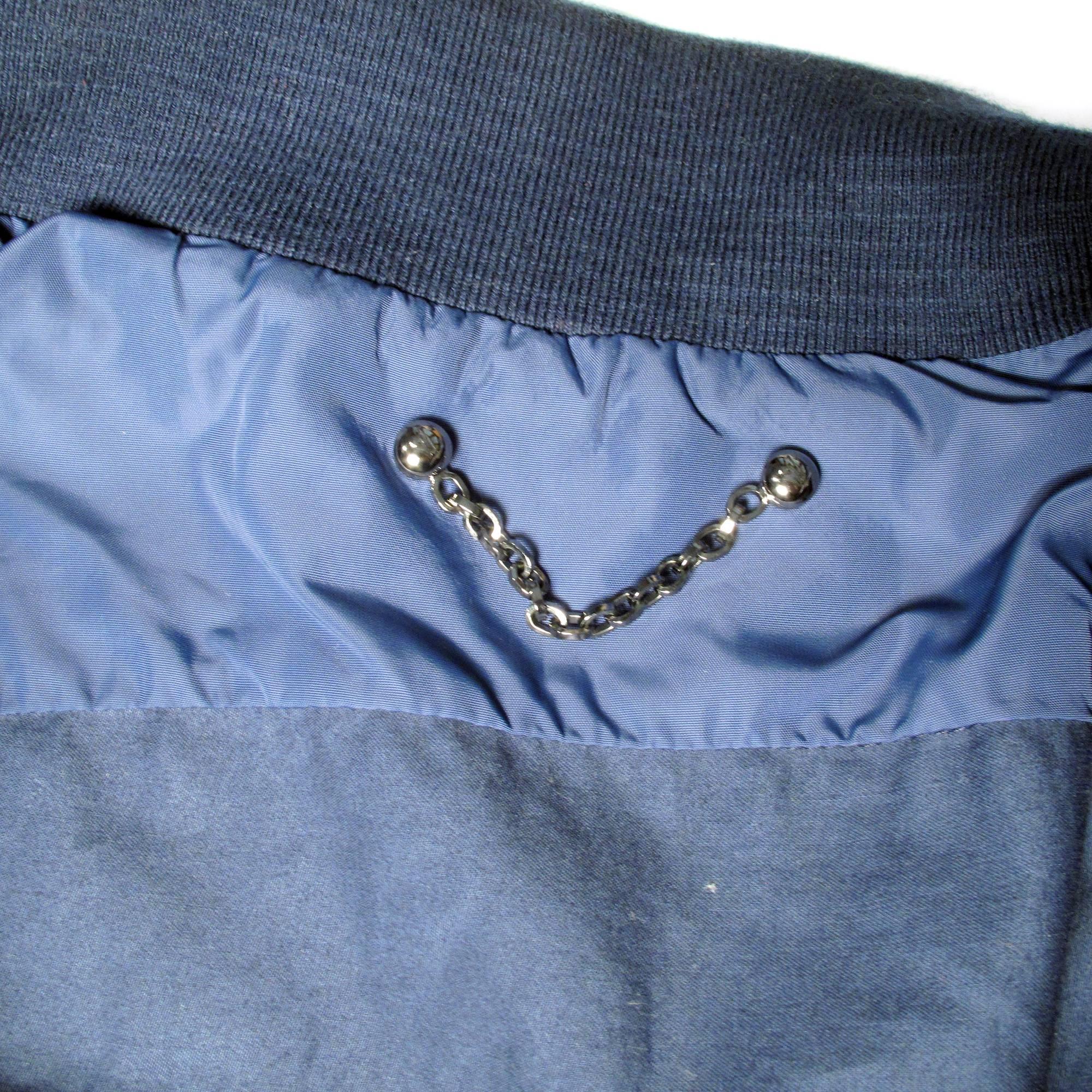 Gray Louis Vuitton Baseball Jacket - Medium - 48 - Blue Monogram Logo Bomber