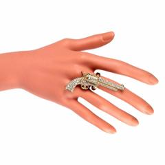 Chanel Gun Ring - New 2014 - US 7 - 54 - Crystal Gold CC Pistol Charm Rhinestone