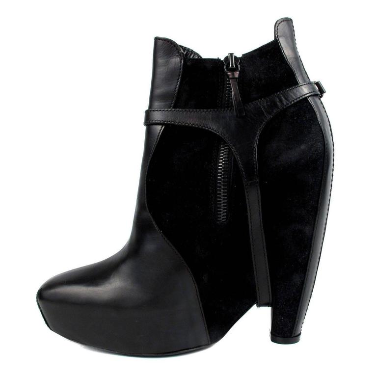 Balenciaga Boots - 7.5 37.5 Black Leather Harness Silver Booties Shoes  Heels 7 8 at 1stDibs | balenciaga silver booties