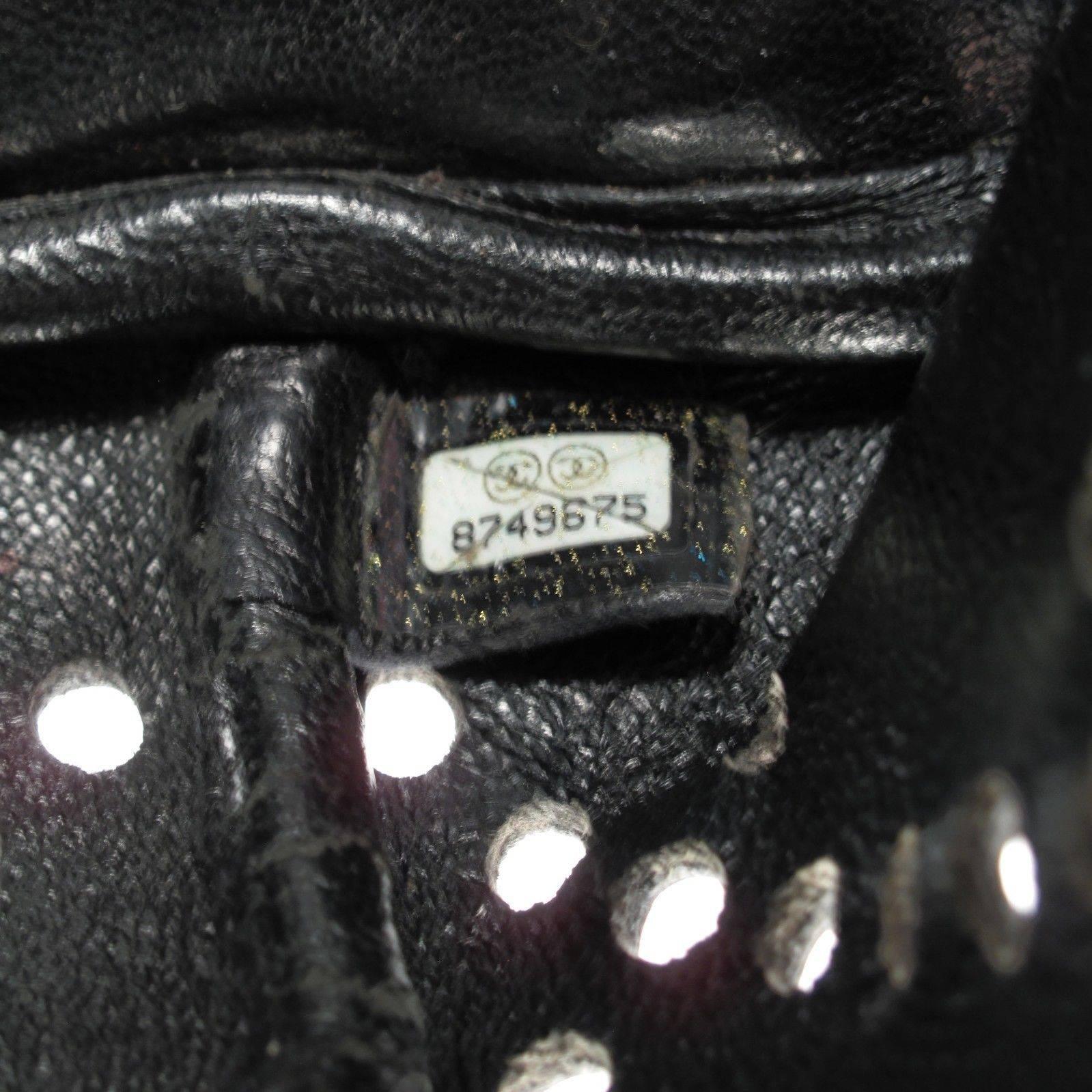 Chanel Tote Bag Perforated Black Patent Leather CC Gold Handbag Shopper GST Rare 6