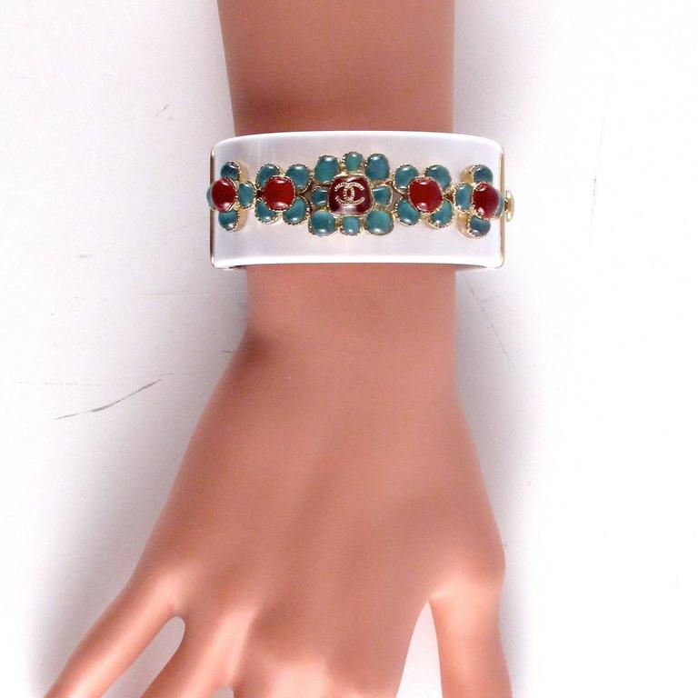 white & blue byzantine cuff bracelet Red