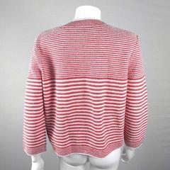 Chanel 2014 Pearl Jacket Cardigan - US 10 / 12 - 44 - Striped Red White Coat CC