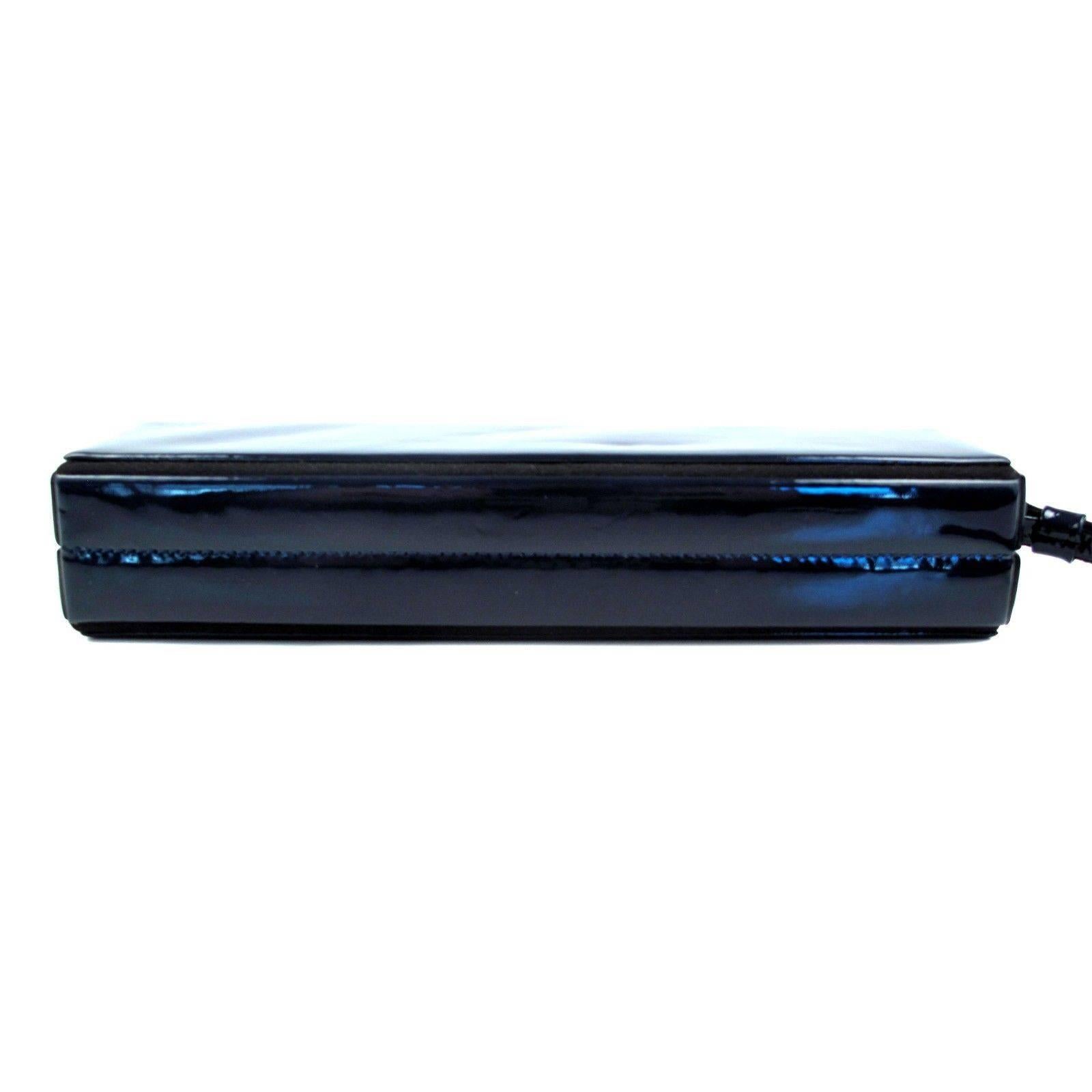 Chanel Clutch Box - Wristlet Blue & Black Leather CC Minaudie Bag Handbag Case 2