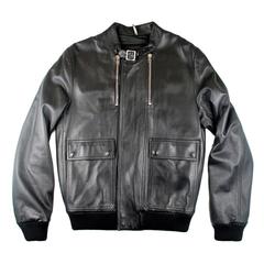Dior Homme Leather Jacket Large - 52 - Black Zipper Silver Coat Bomber 2007 Hedi