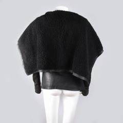 Rick Owens Shearling Leather Jacket - 2 - 4 - 34 - 36 - Black Wrap Coat