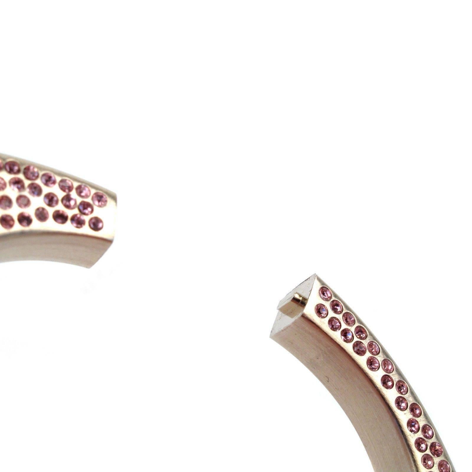 Chanel Bracelet - Pink Crystal Heart Rhinestone Gold Cuff Coco Logo CC Bangle 08 5
