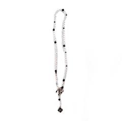 Chanel Necklace - Belt - Pearl CC Logo Gripoix Clover Black White Gold Charm 08P