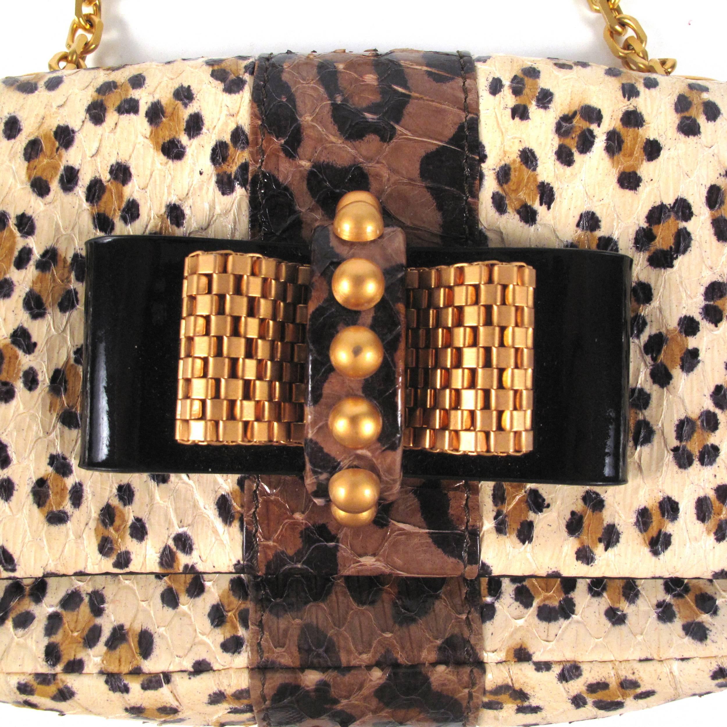 Christian Louboutin - Leather Leopard Print Crossbody Mini Ayers Sweet Charity In Good Condition For Sale In Prahran, Victoria