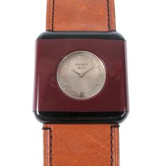 Prada Watch - Bracelet Maroon Black Brown Leather Band Resin Stainless Steel