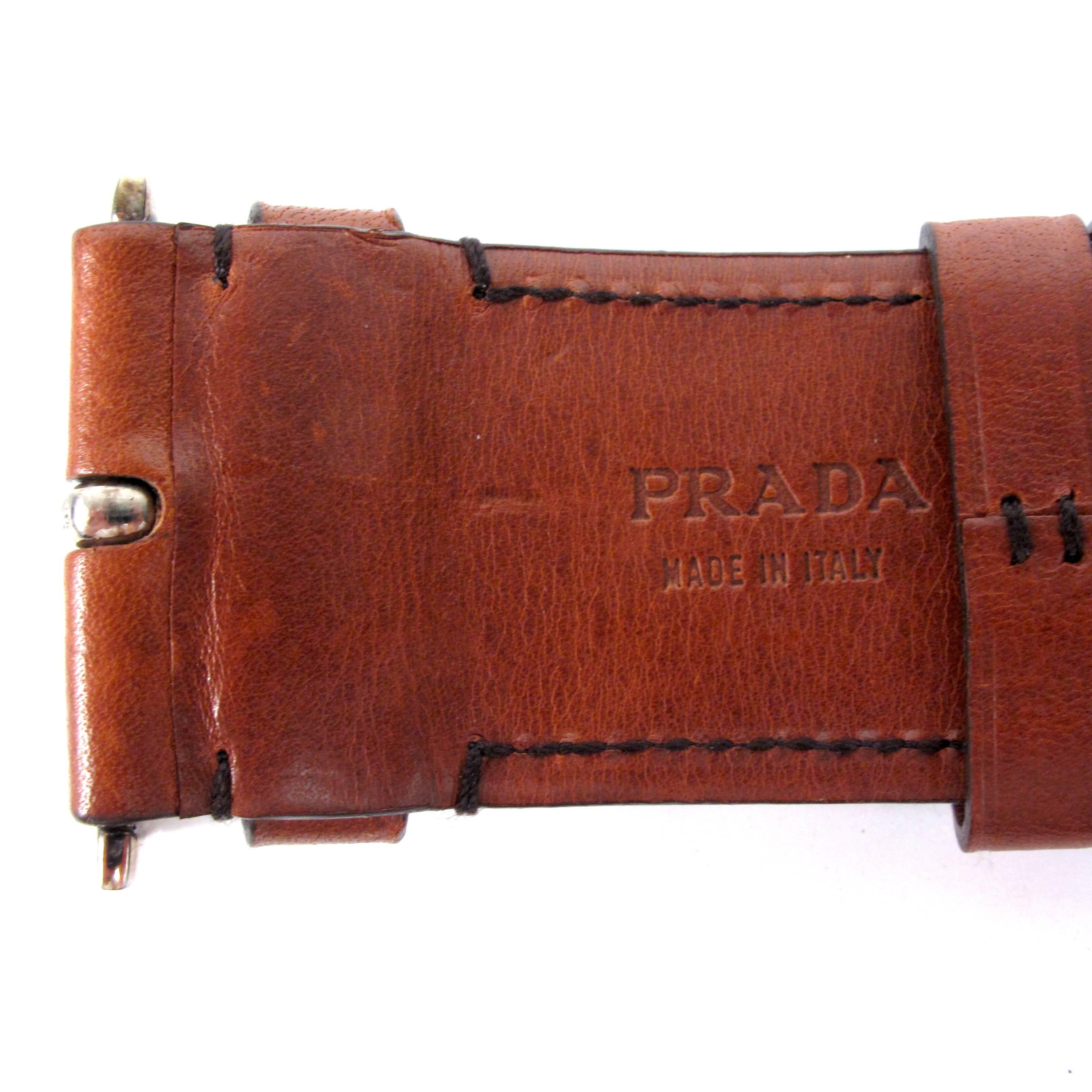 Prada Watch - Bracelet Maroon Black Brown Leather Band Resin Stainless Steel 1