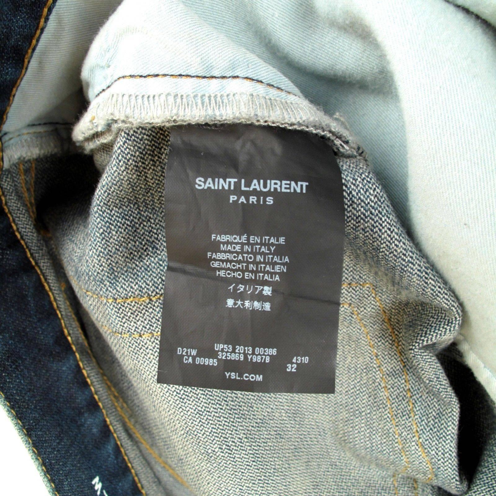 Saint Laurent Jeans - 32 - Ripped Paint Blue Denim Blowout Destroyed Crash 1