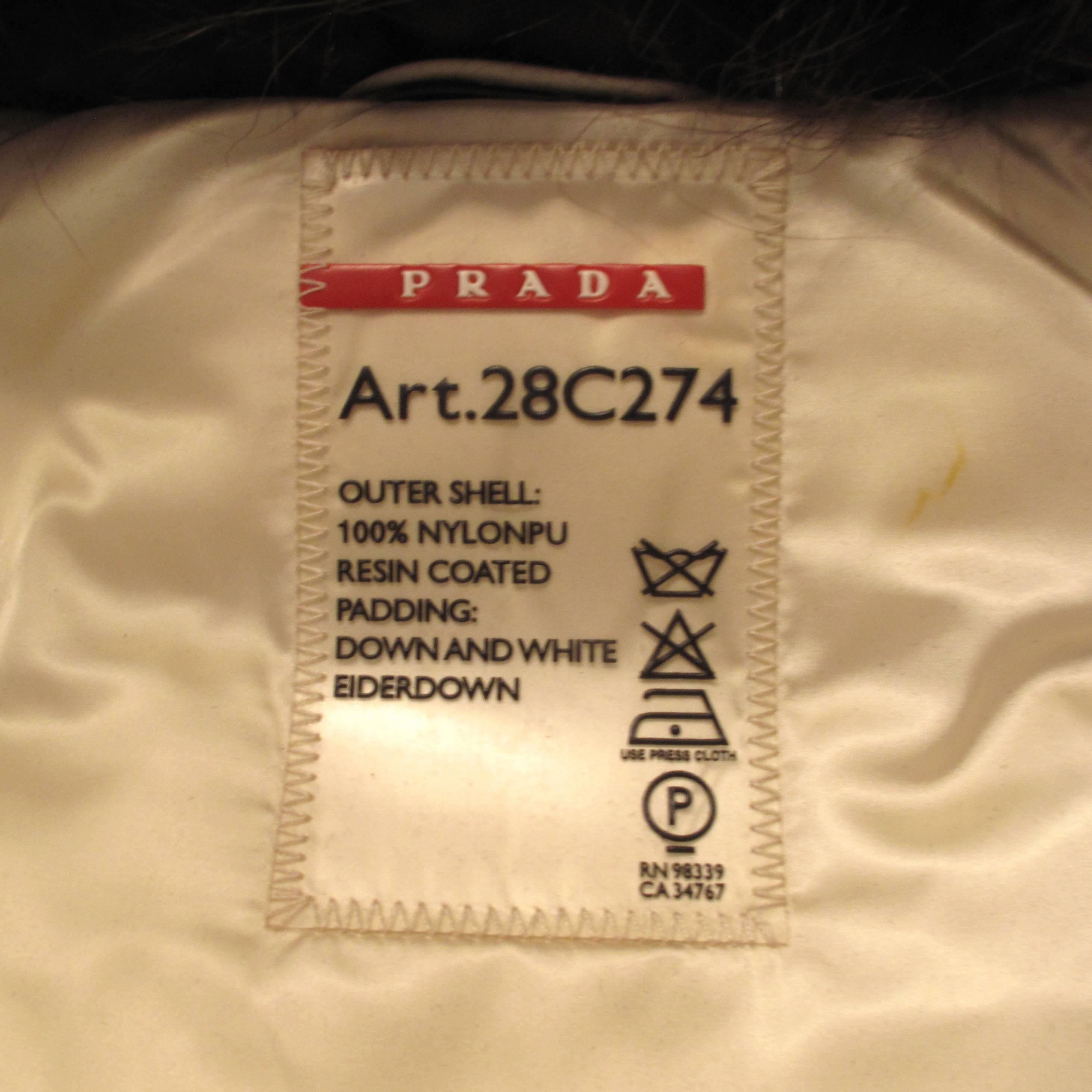 Black Prada Fur Down Coat - US 8 - 10 - 44 - 2011 - Brown Raccoon Puffer Jacket