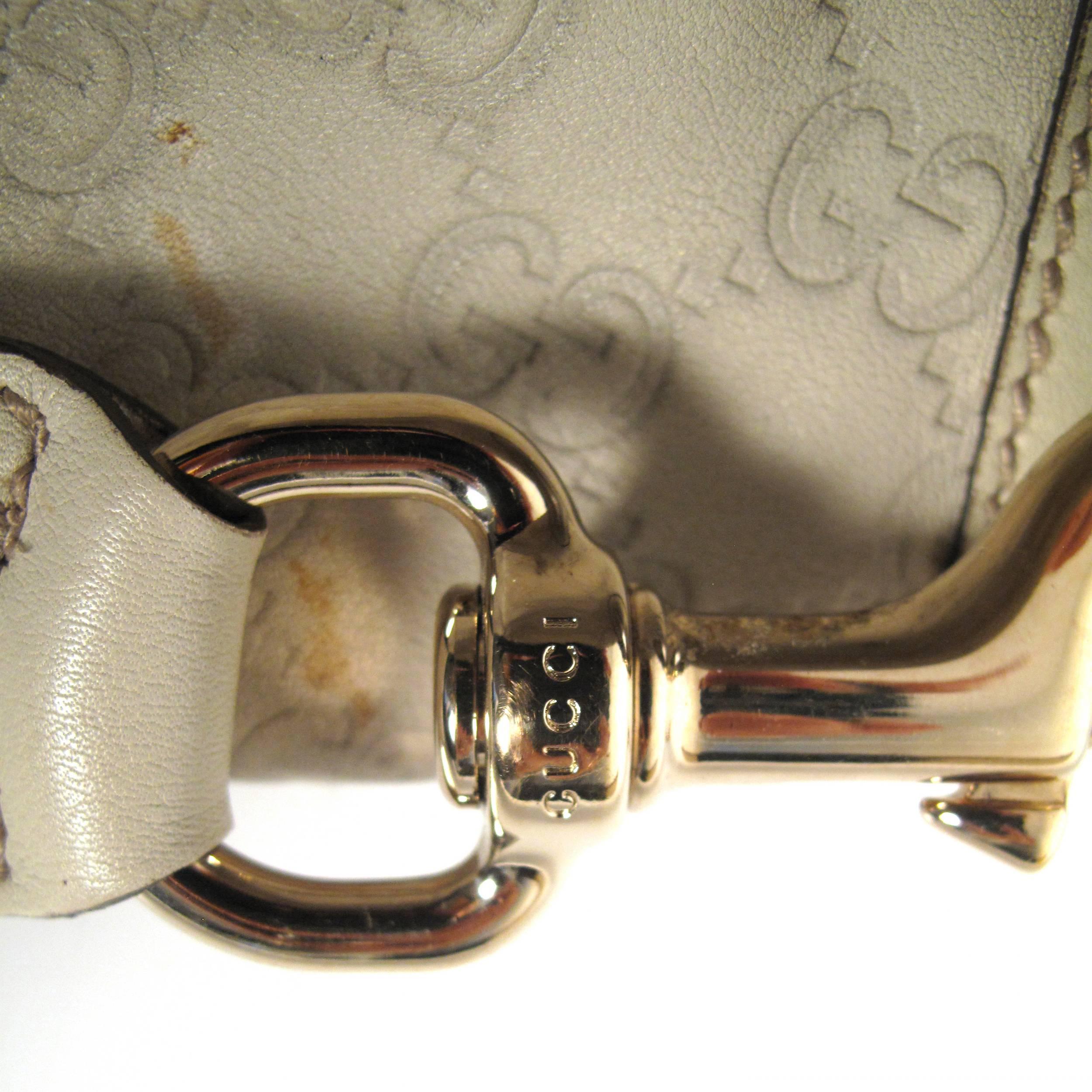 Gucci Bamboo Leather Monogram Shoulder Bag - Tan Beige GG Gold Satchel Handbag 1