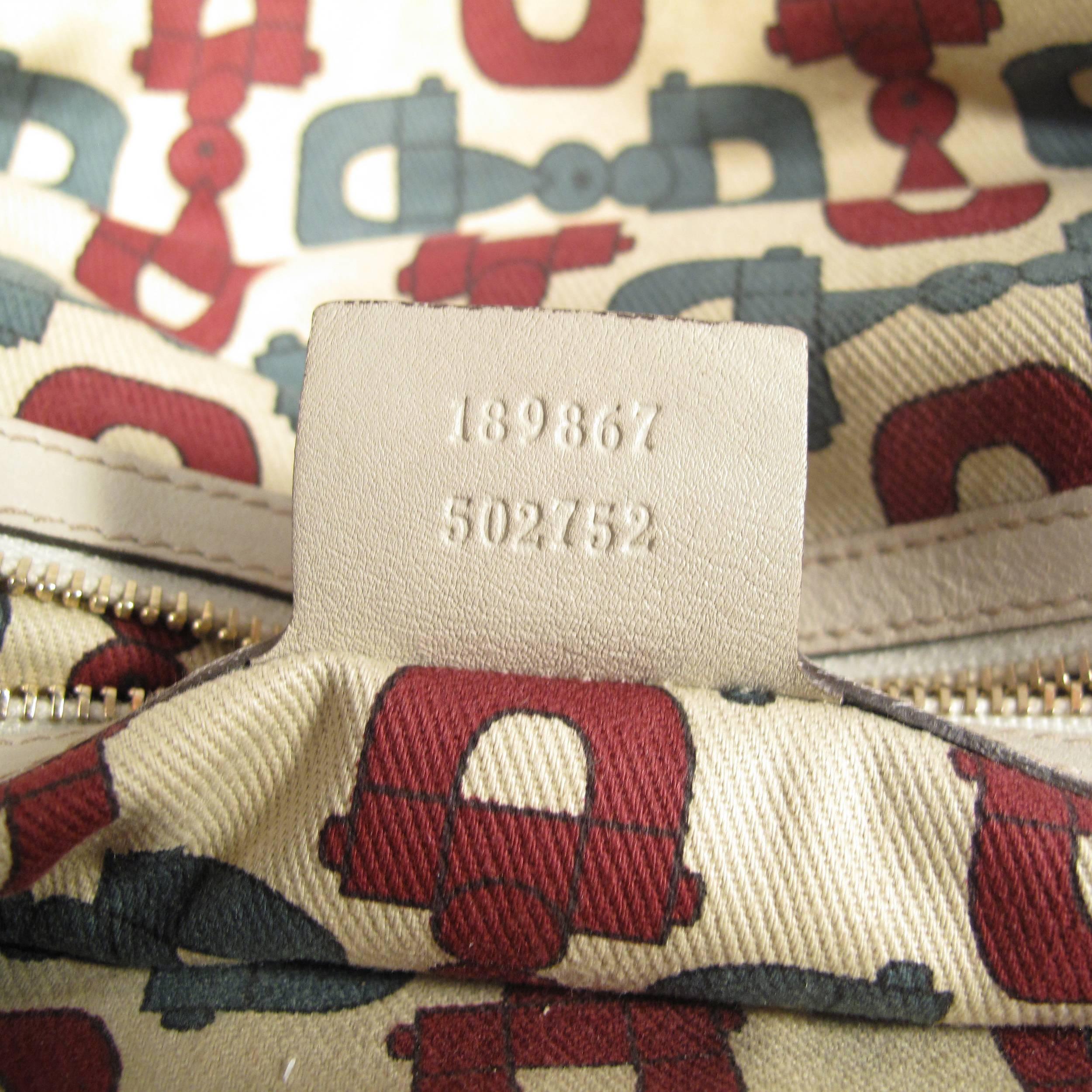 Gucci Bamboo Leather Monogram Shoulder Bag - Tan Beige GG Gold Satchel Handbag 5