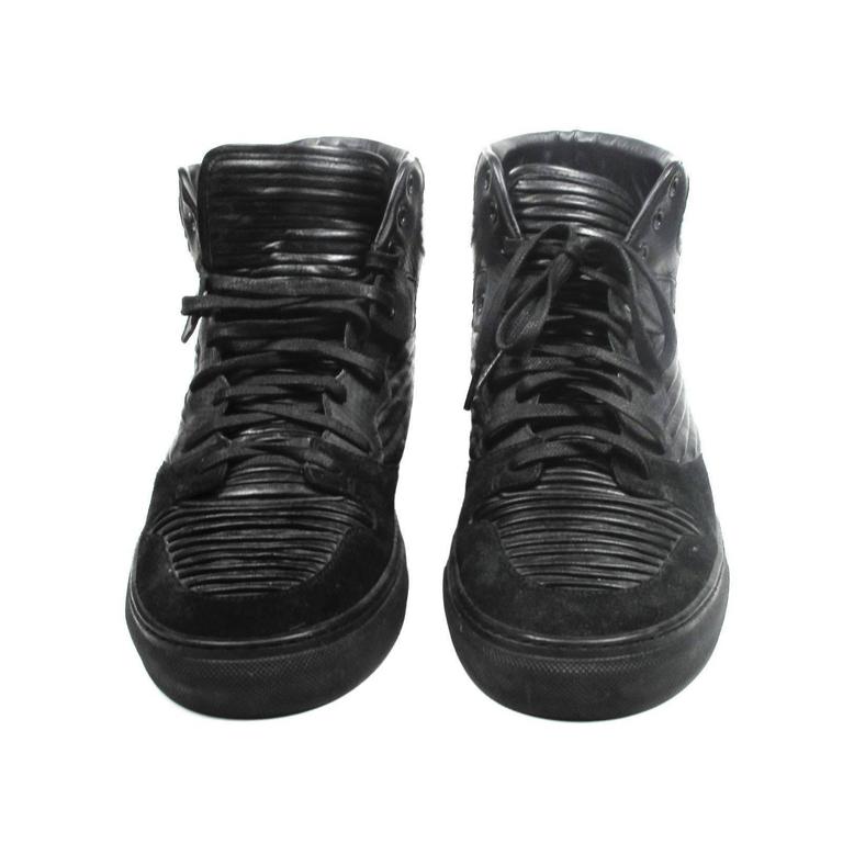 Balenciaga Sneakers - US 11 - 44 - Pleated Black Leather Arena Shoe at ...