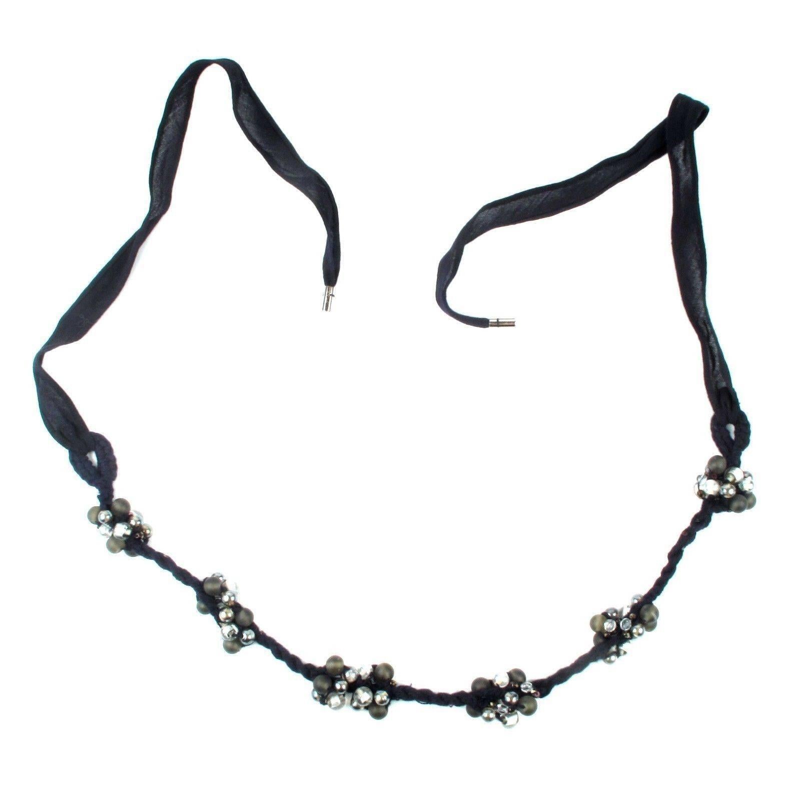 BRAND NEW:

Brunello Cucinelli - Beaded Cluster Necklace

Color: Black

Material: Rope / Beaded

------------------------------------------------------------

Details:

- beaded clusters throughout

- adjustable tie closure 

- item